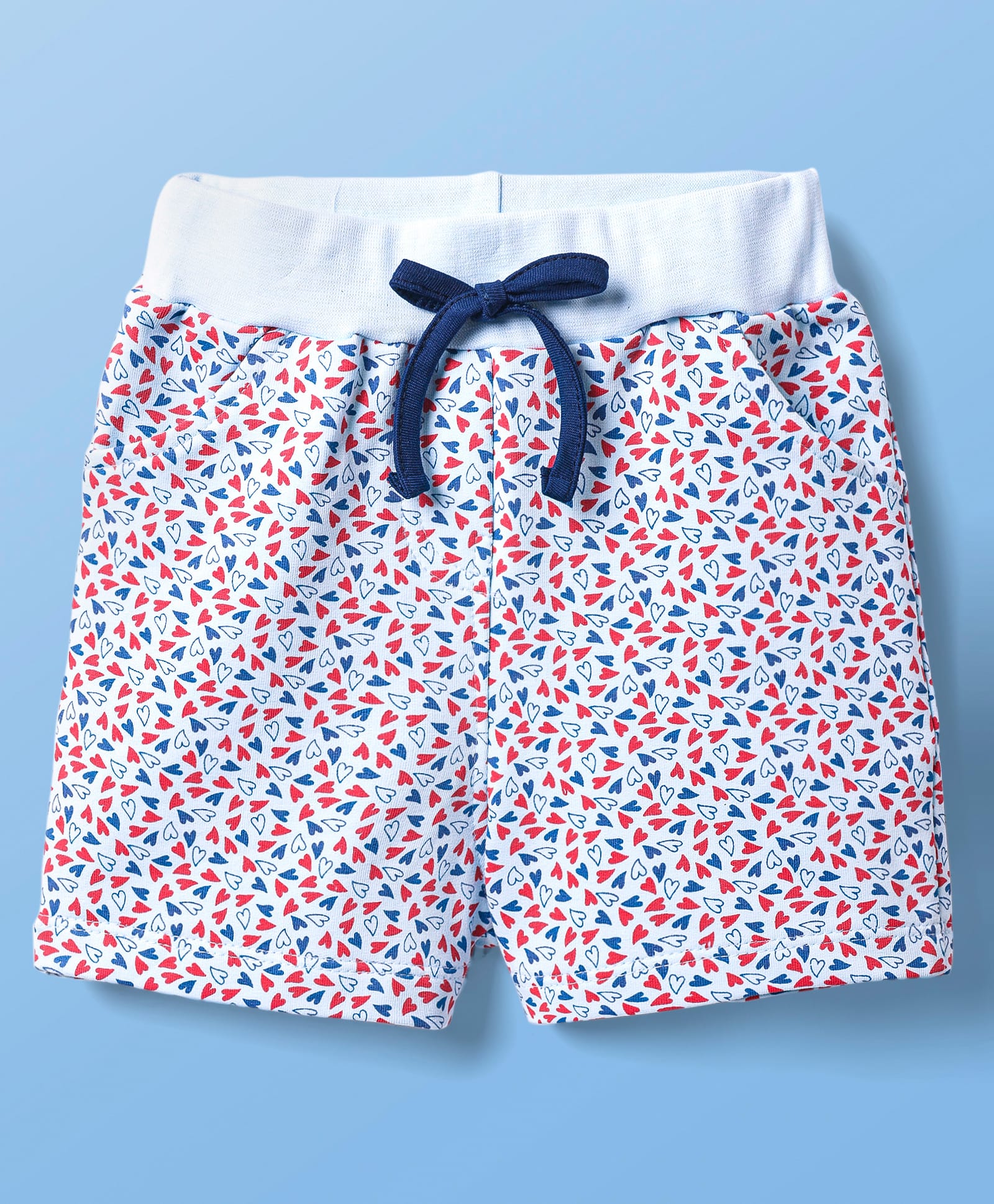 Evimo Single Jersey Knit Knee Length Shorts With Heart Print - Light Blue-picture-28