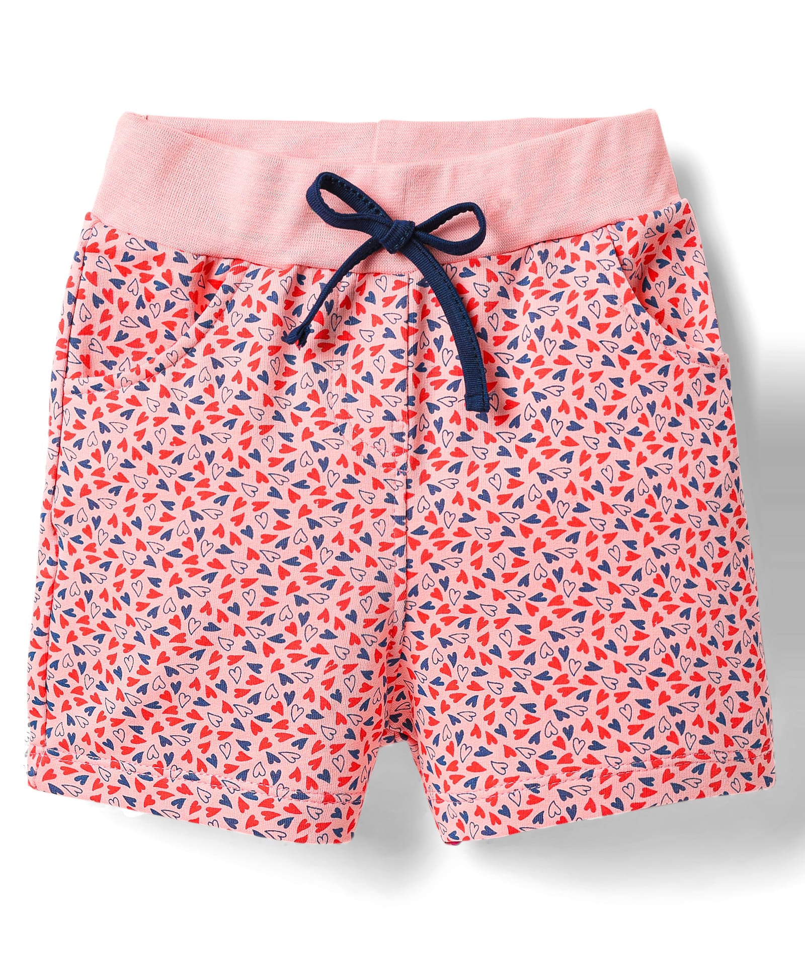 Evimo Single Jersey Knit Knee Length Shorts With Heart Print - Pink-picture-28