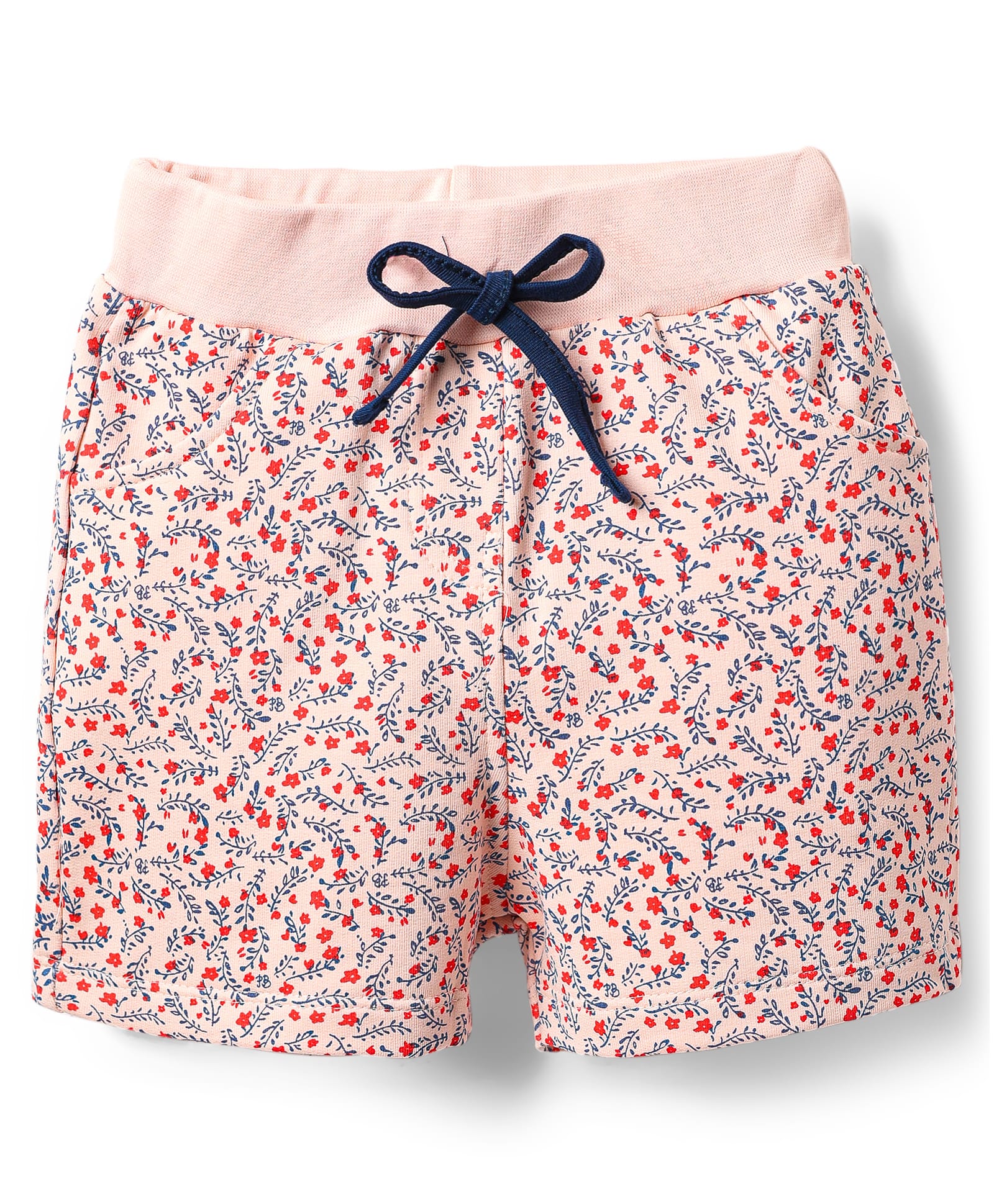 Evimo Single Jersey Knit Knee Length Shorts With Floral Print - Cream-picture-27