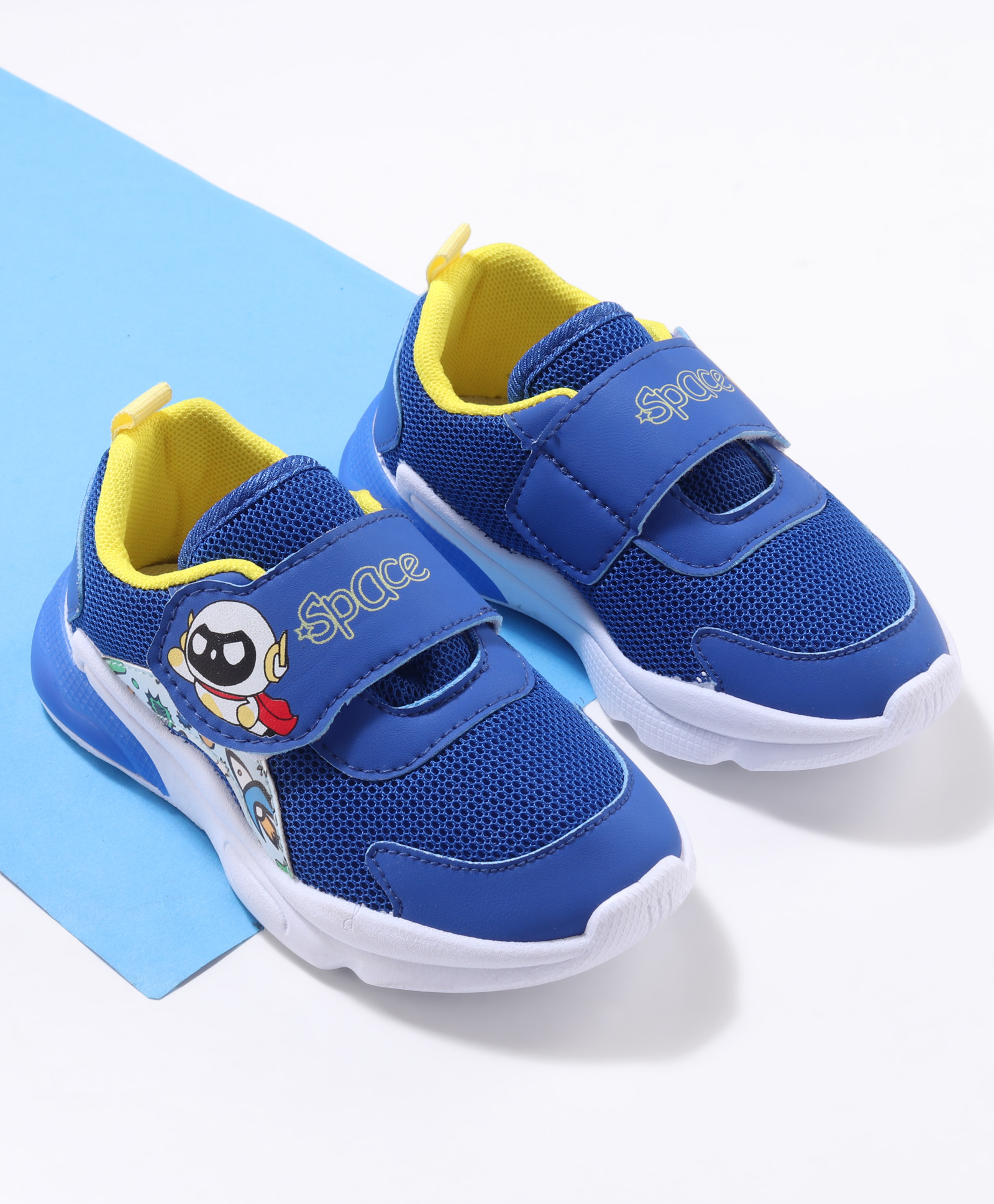 Cute Walk by Babyhug Velcro Closure Sneaker Shoes with Space Theme Print - Blue-image-33