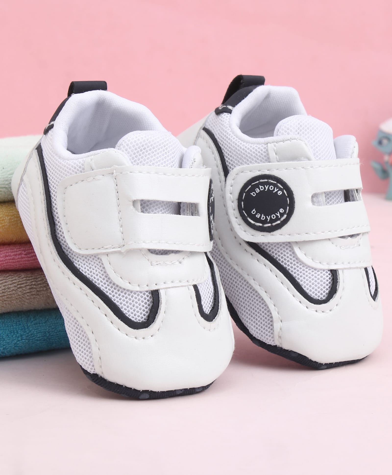 Babyoye Velcro Closure Booties With Patch - Navy Blue