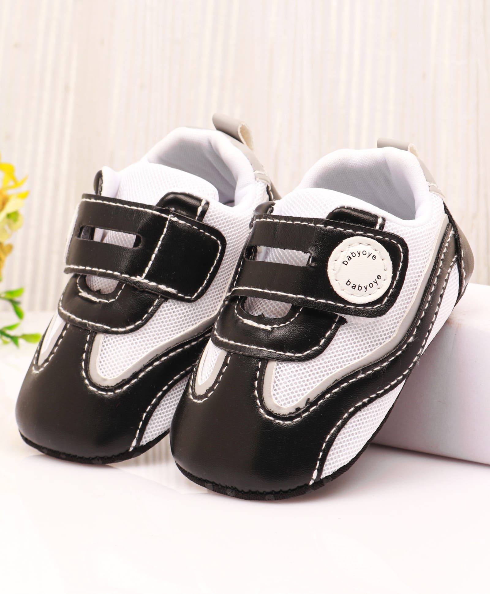 Babyoye Velcro Closure Booties With Patch - Black-image-16