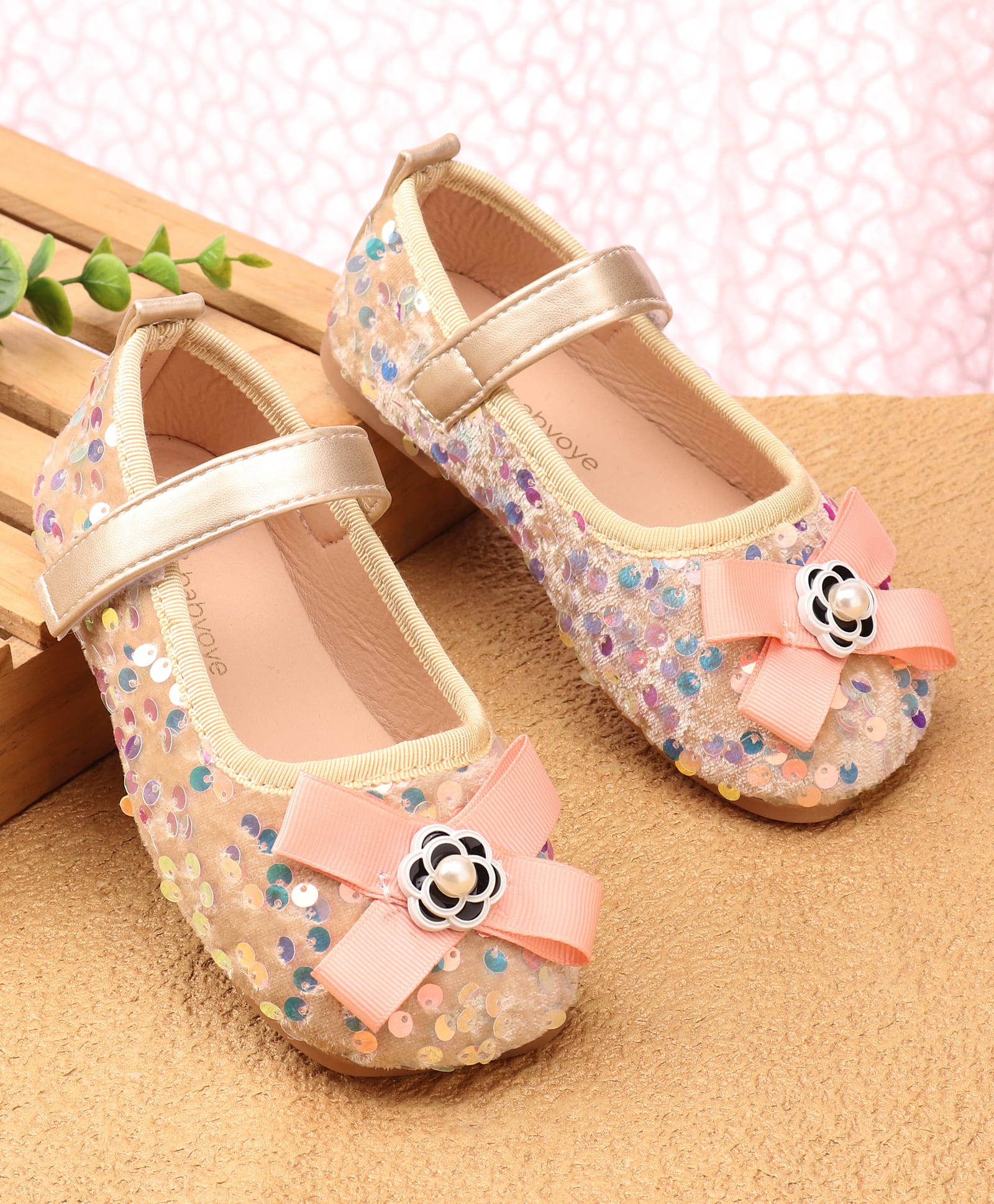 Babyoye Velcro Closure Ballerina With Sequins & Bow Applique - Multicolor-image-26