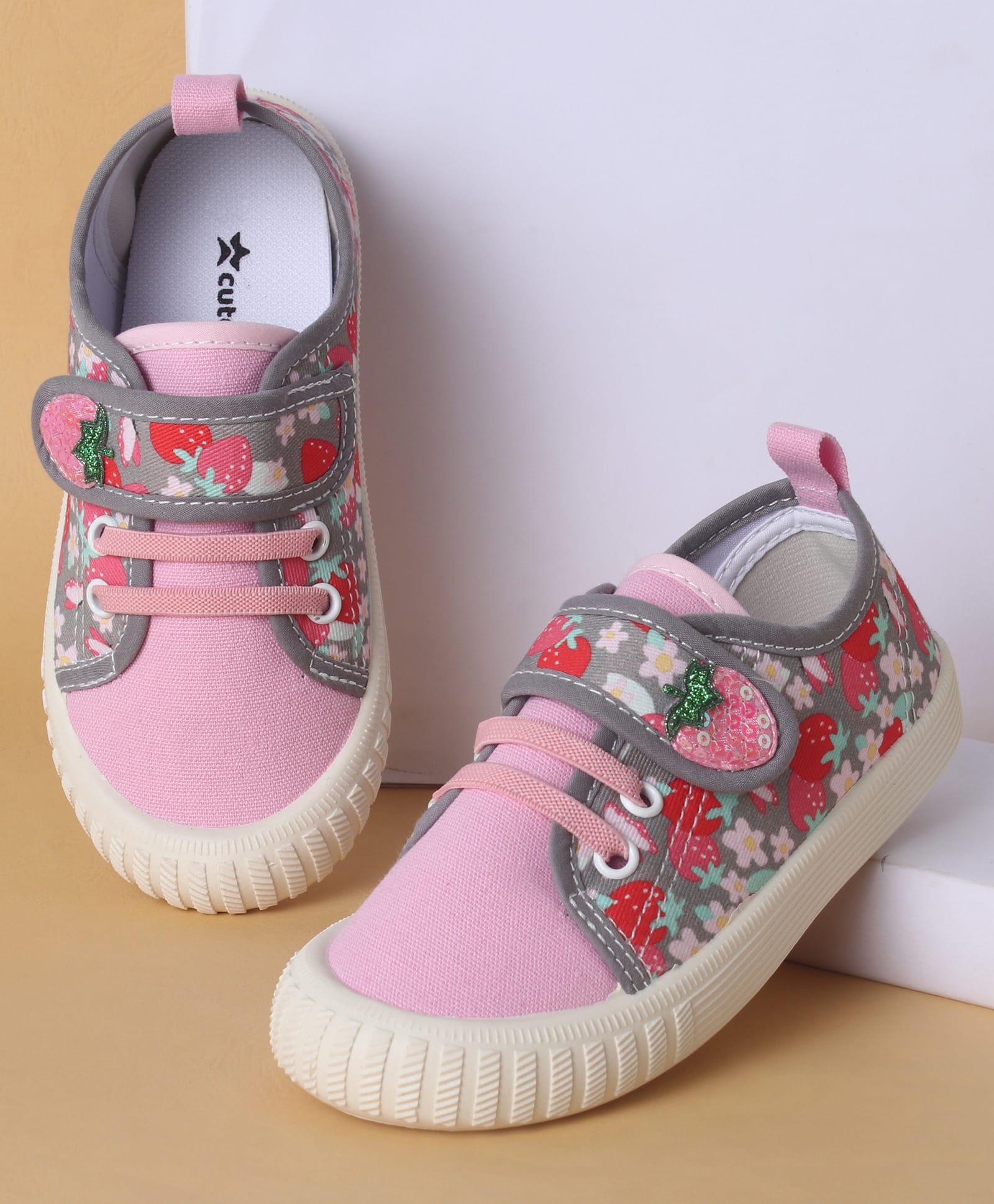 Cute Walk by Babyhug Casual Shoes with Velcro Closure Strawberry Print - Light Pink-image-38