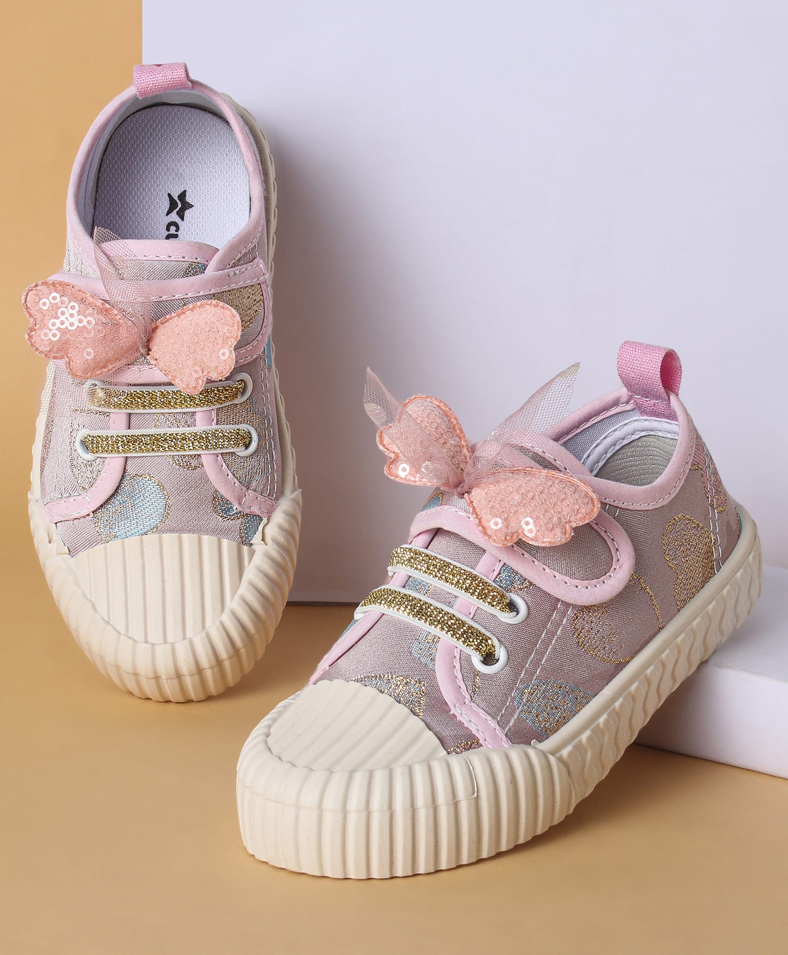 Cute Walk by Babyhug Casual Shoes with Velcro Closure Butterfly Applique- Pink-image-33
