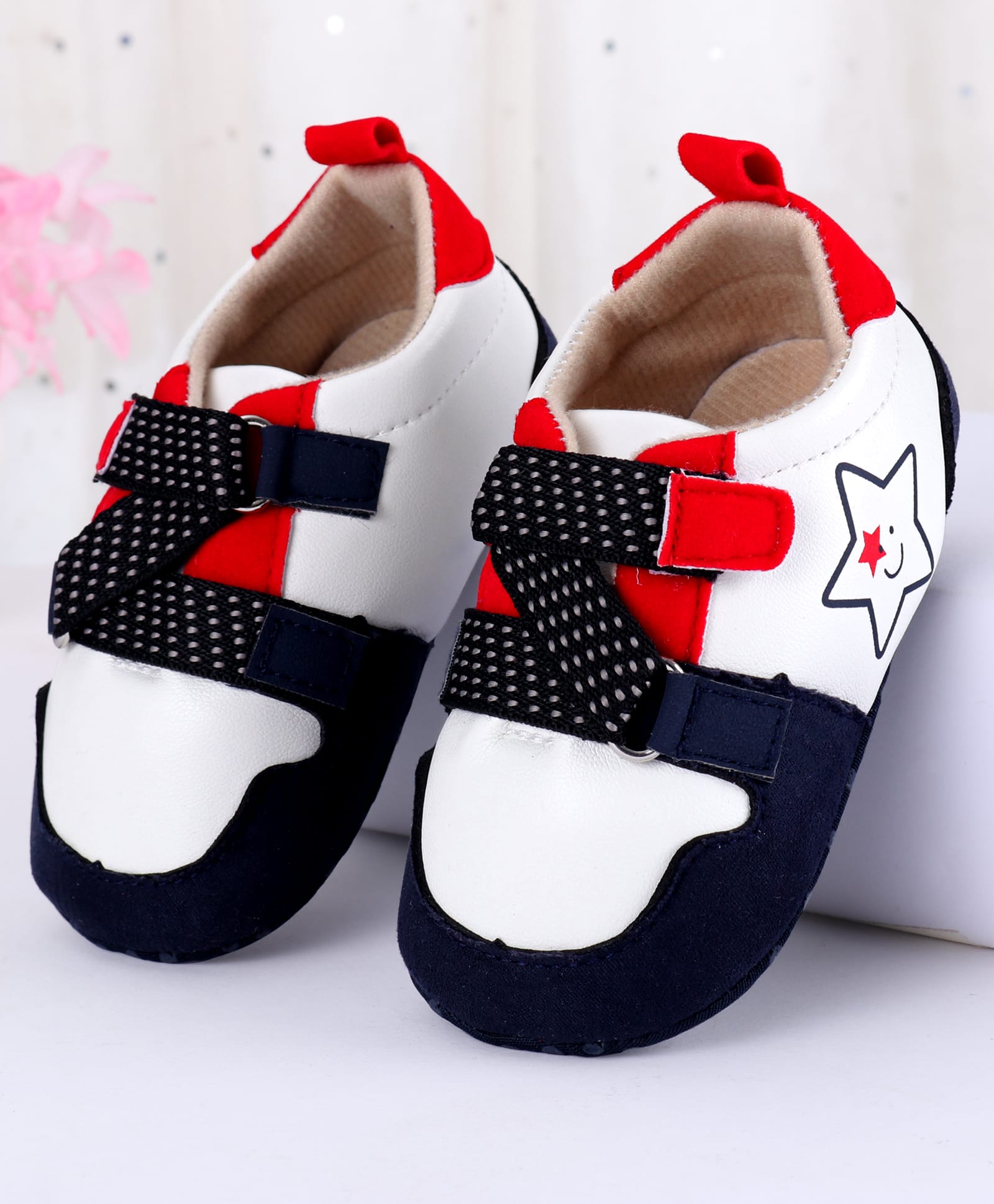 Cute Walk by Babyhug Slip On Booties with Star Print - Navy Blue-image-36