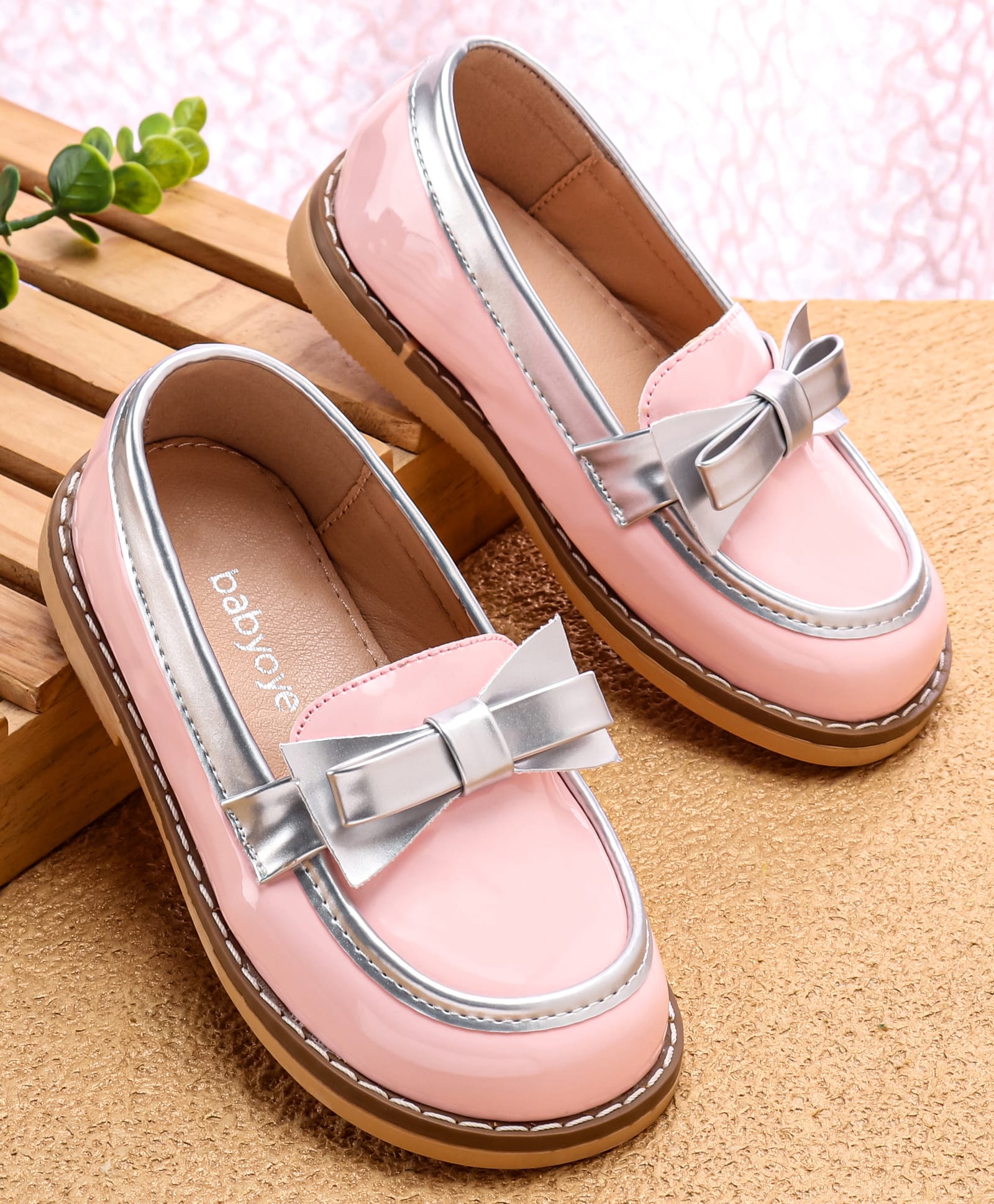 Babyoye Slip On Formal & Party Wear Shoes With Bow Applique - Pink-image-17