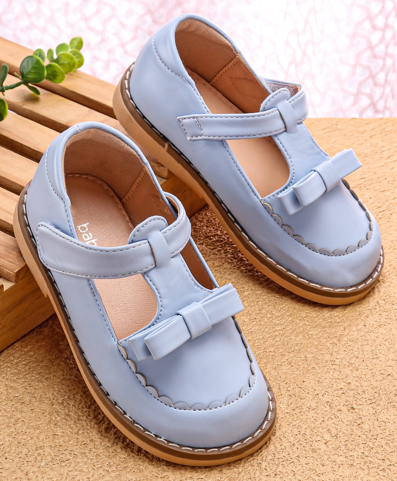 Babyoye Velcro Closure Solid Party Shoes - Light Blue-image-44