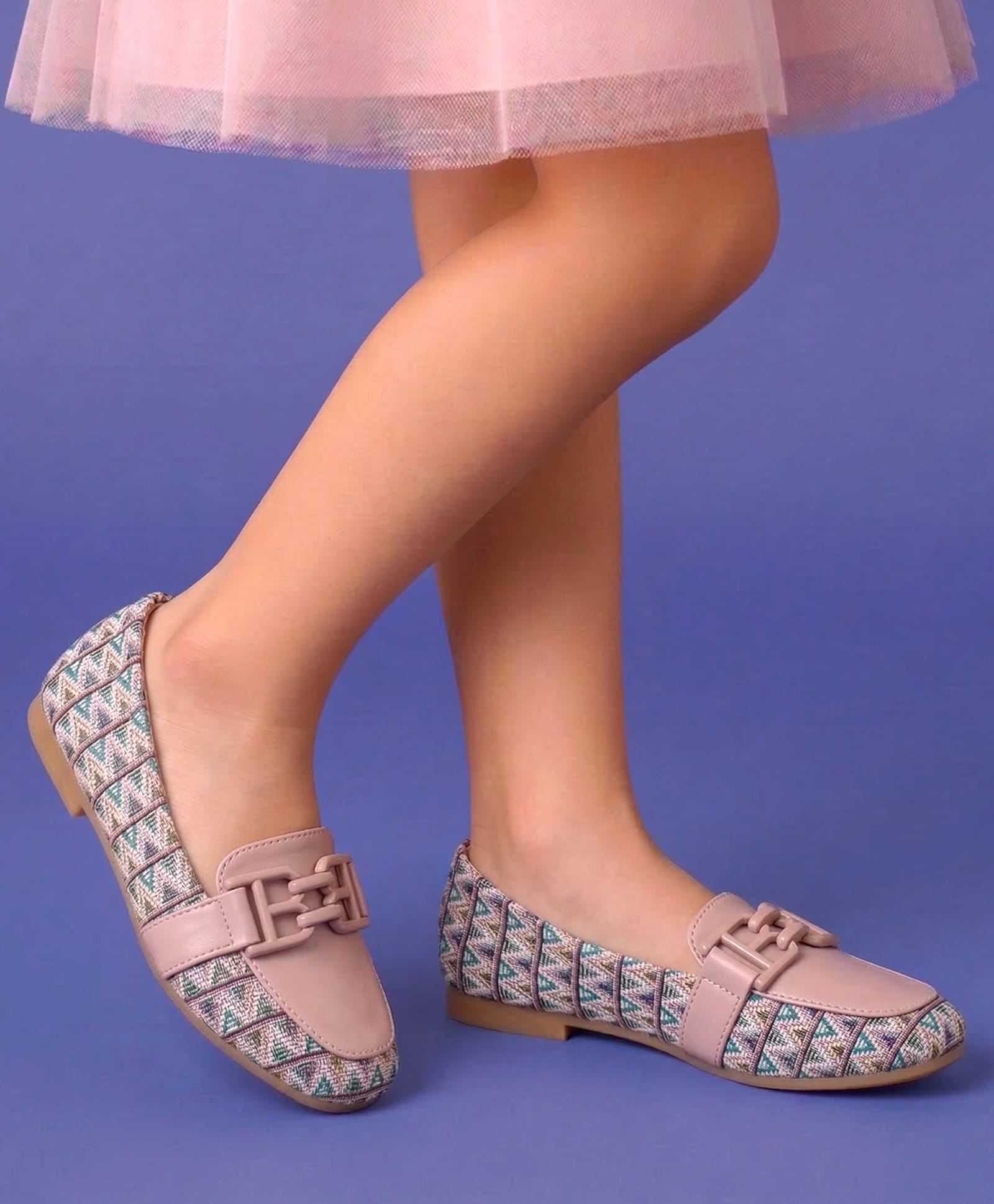 Pine Kids Slip On Ballerina with Applique with Monogram Print - Pink-image-36