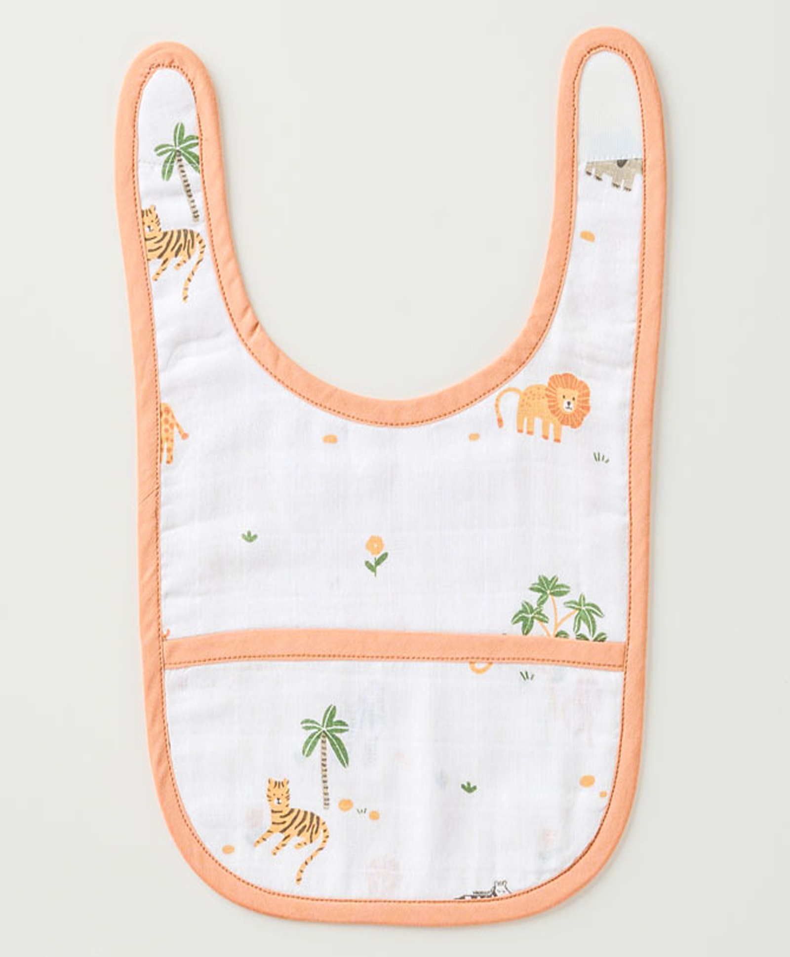 Aariro Organic Cotton Classic Muslin Bib Wild Safari - Brown-picture-18