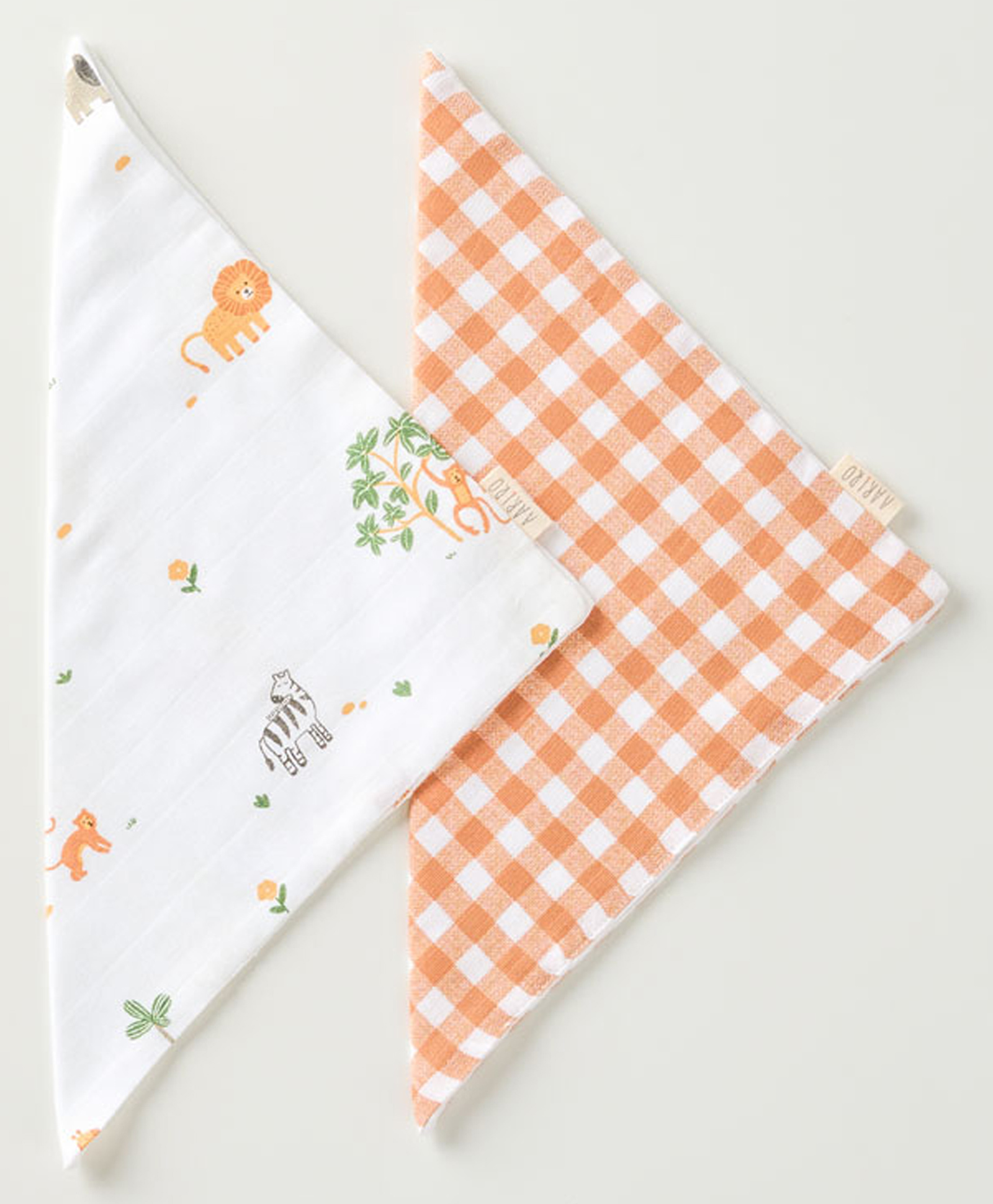 Aariro Organic Cotton Muslin Washcloth Wild Safari - White & Brown-picture-4