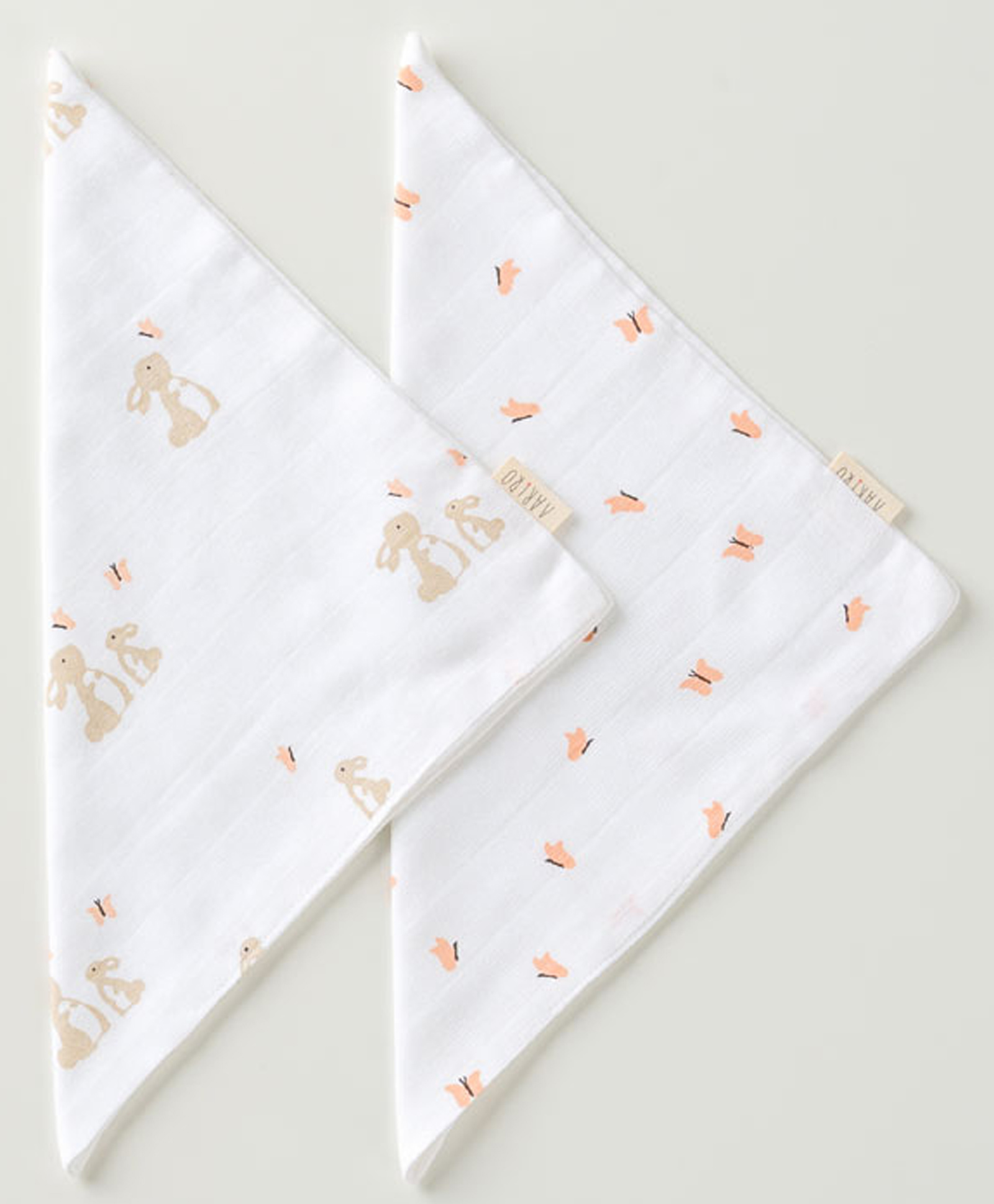 Aariro Organic Cotton Muslin Washcloth Honey Bunny - white & Pink-image-26
