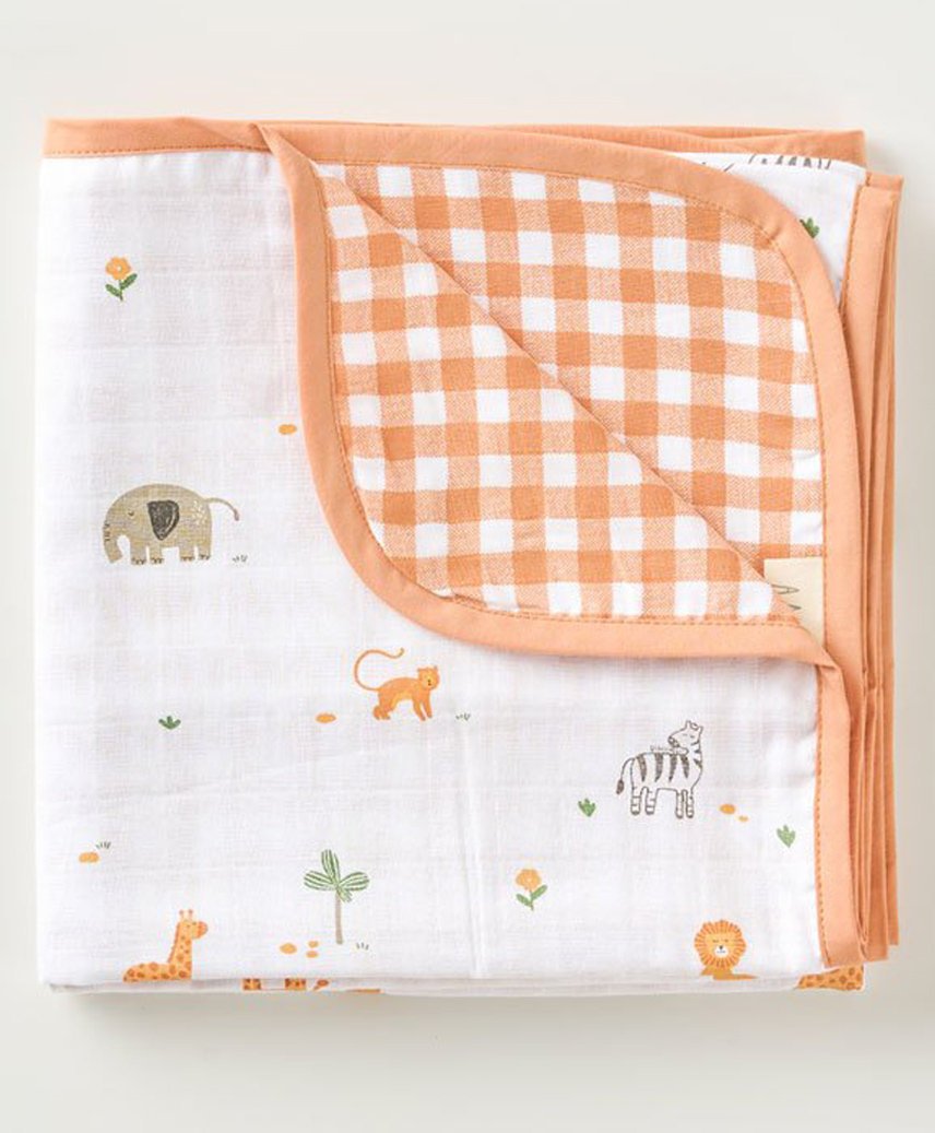 Aariro Organic Cotton Reversible Muslin Blanket Wild Safari-picture-10