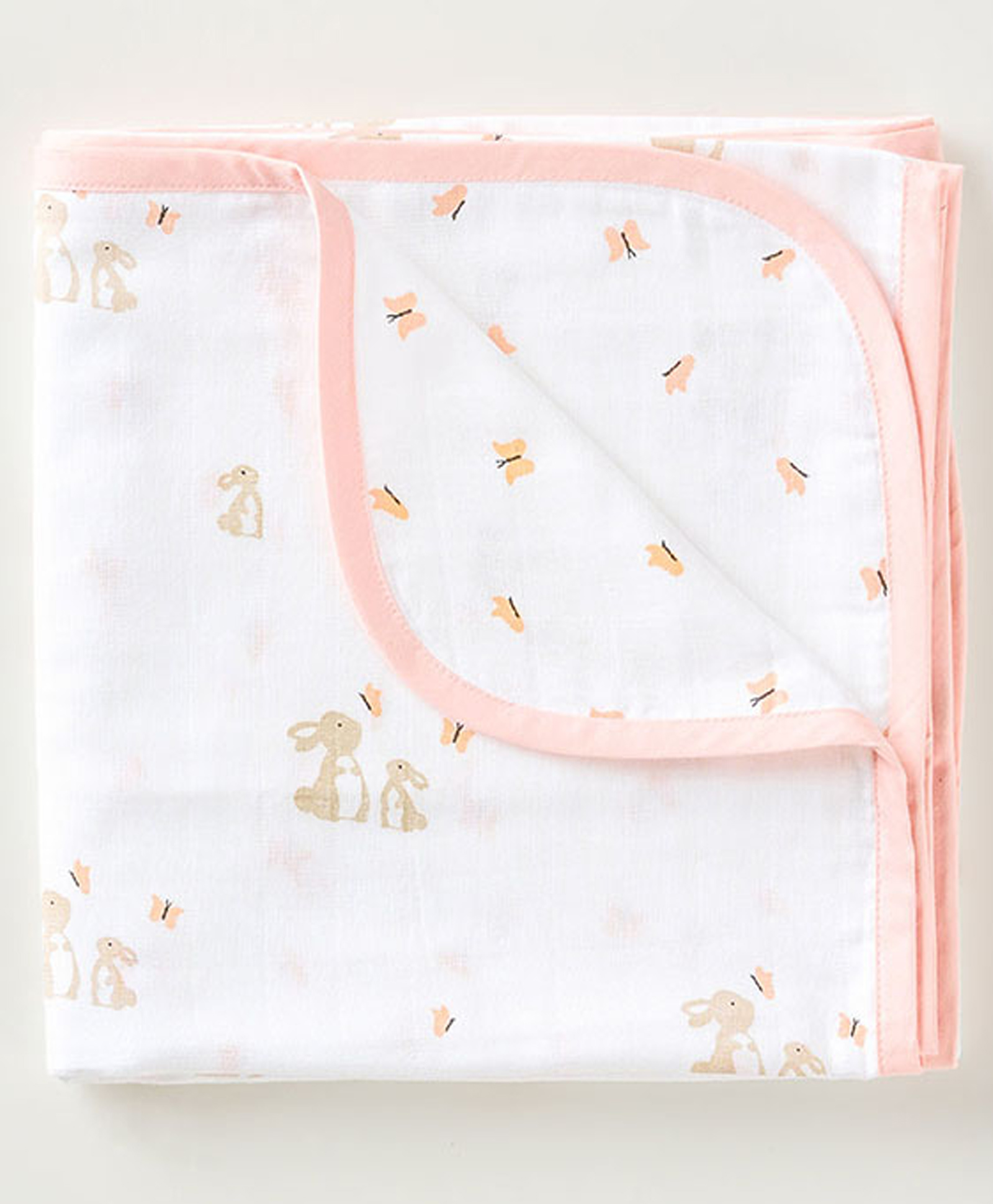 Aariro Organic Cotton Reversible Muslin Blanket Honey Bunny-picture-46