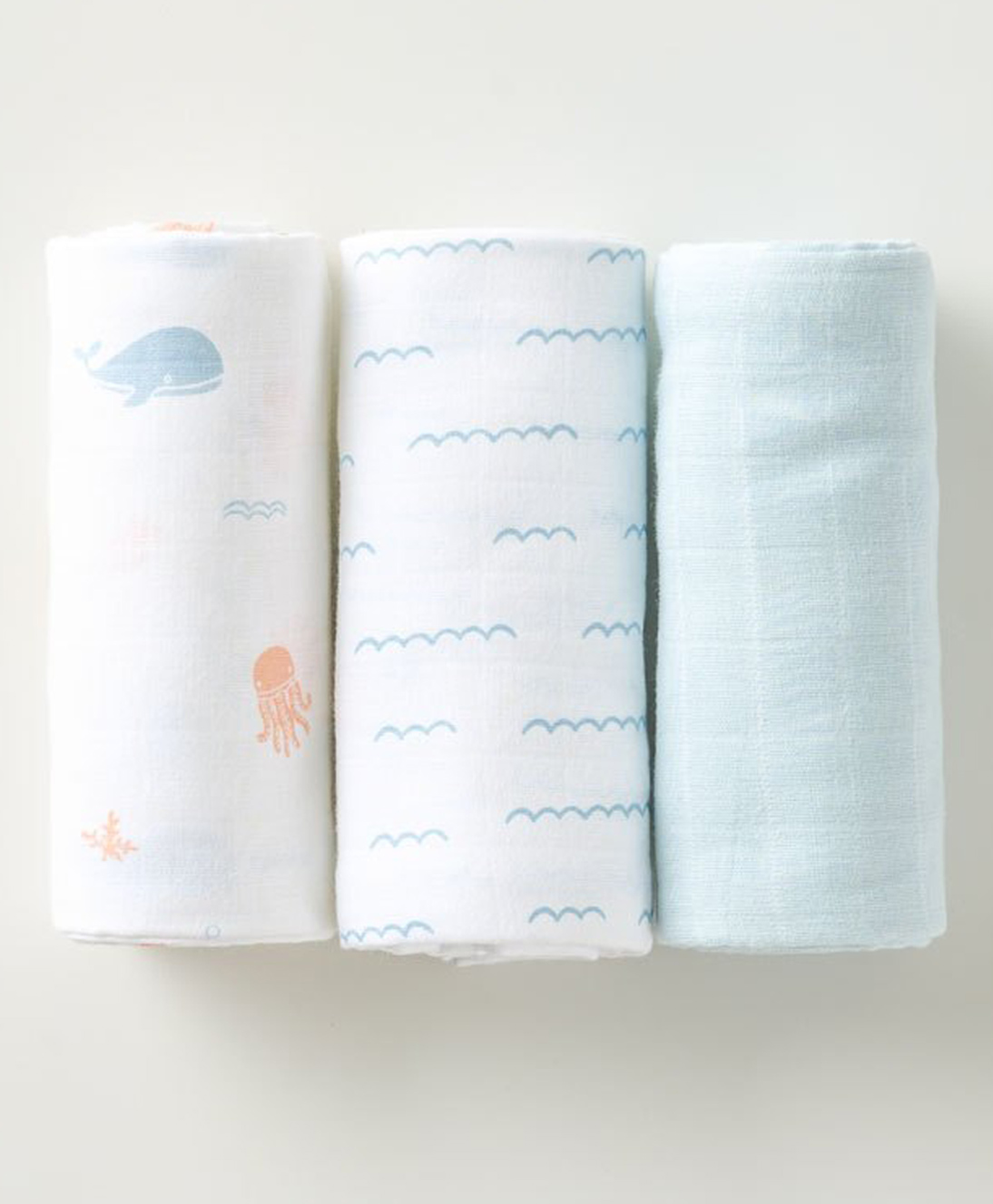 Aariro Organic Cotton Muslin Swaddle Under the Sea (Set of 3)-image-14