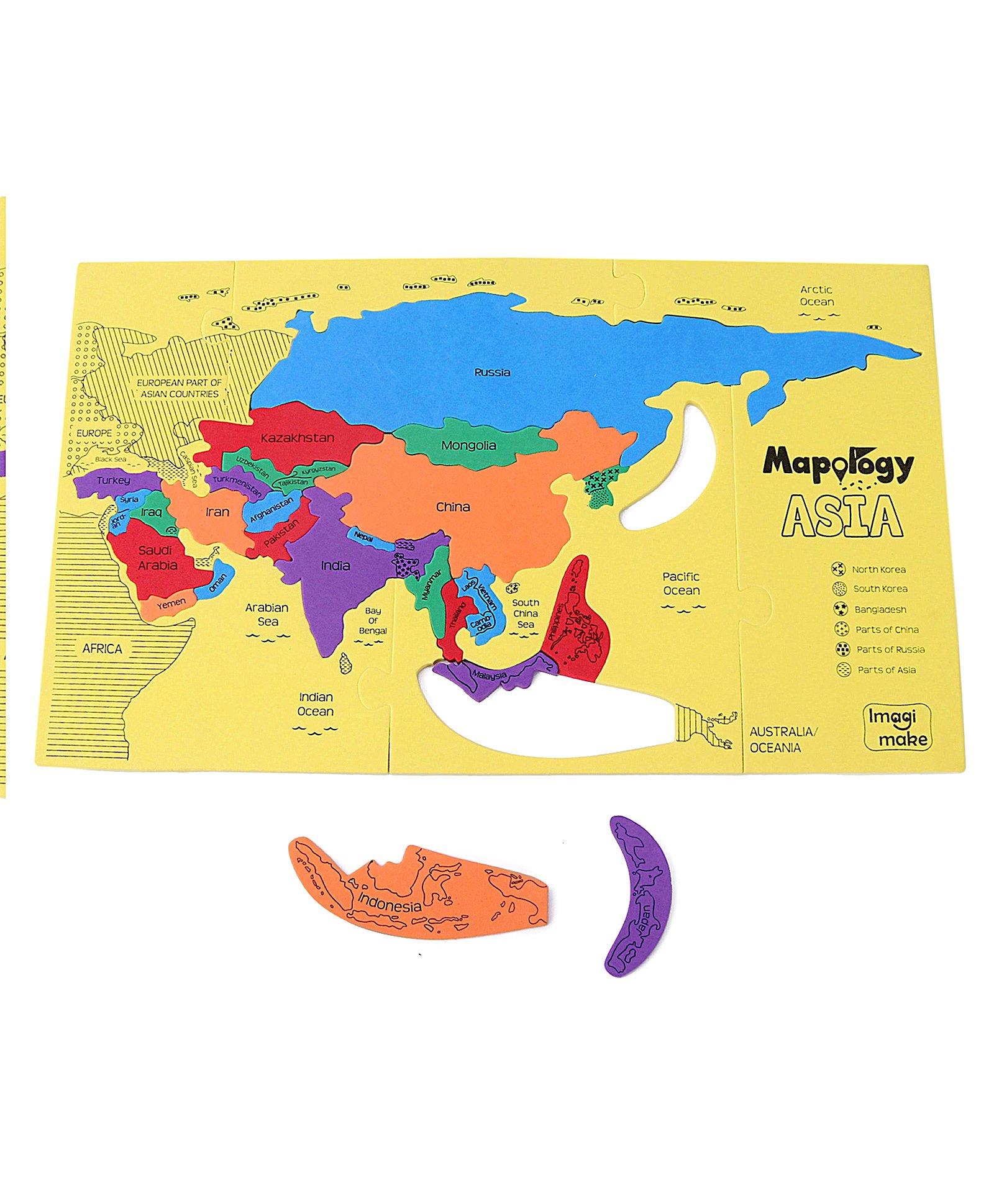 Imagimake Asia Country Shaped Puzzle Multicolor - 29 Pieces-picture-30