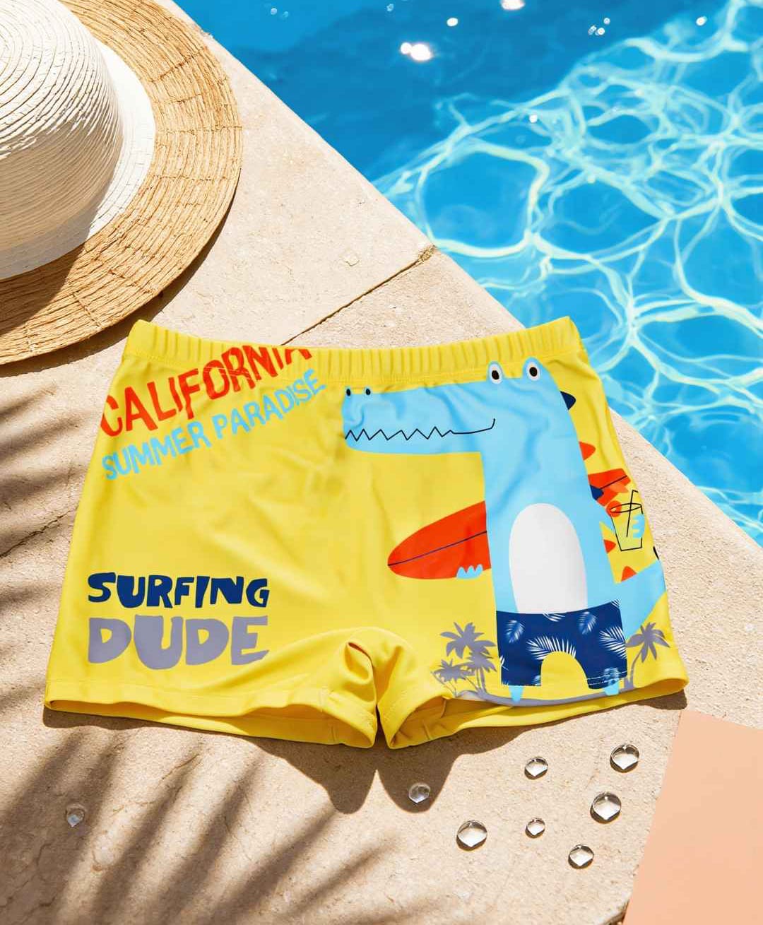 Yellow Bee Crocodile Printed Shorts - Yellow-image-3