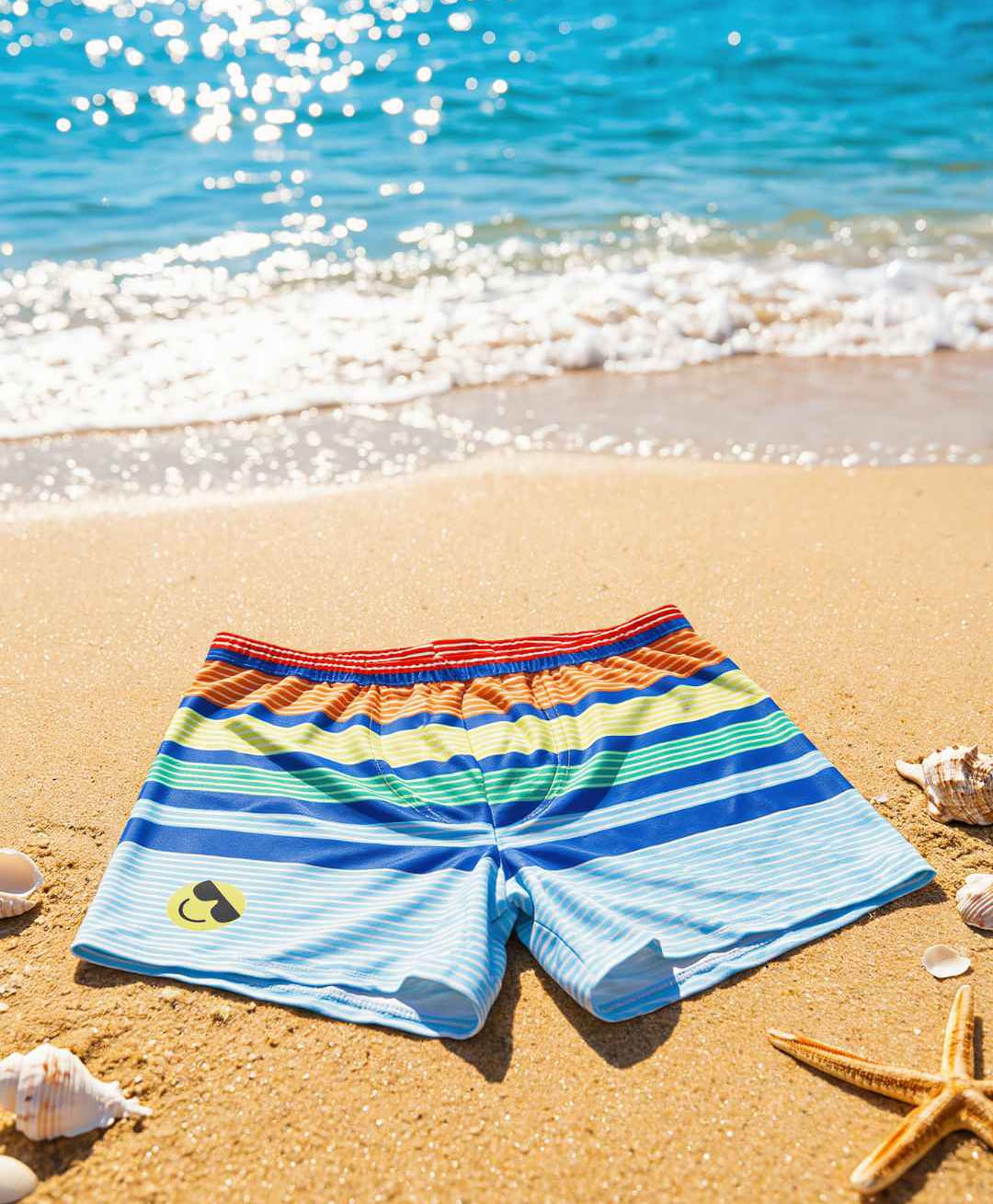 Yellow Bee Striped Swim Shorts - Multi Colour-image-12