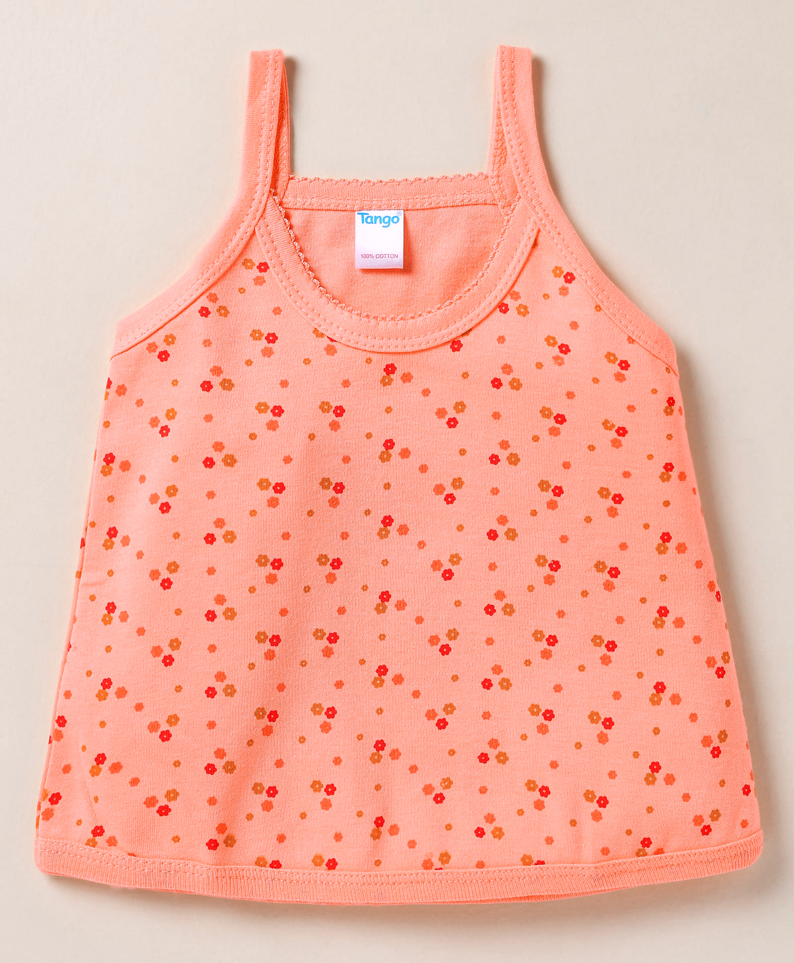 Tango Interlock Knit Sleeveless Slip with Floral Print - Peach-image-44
