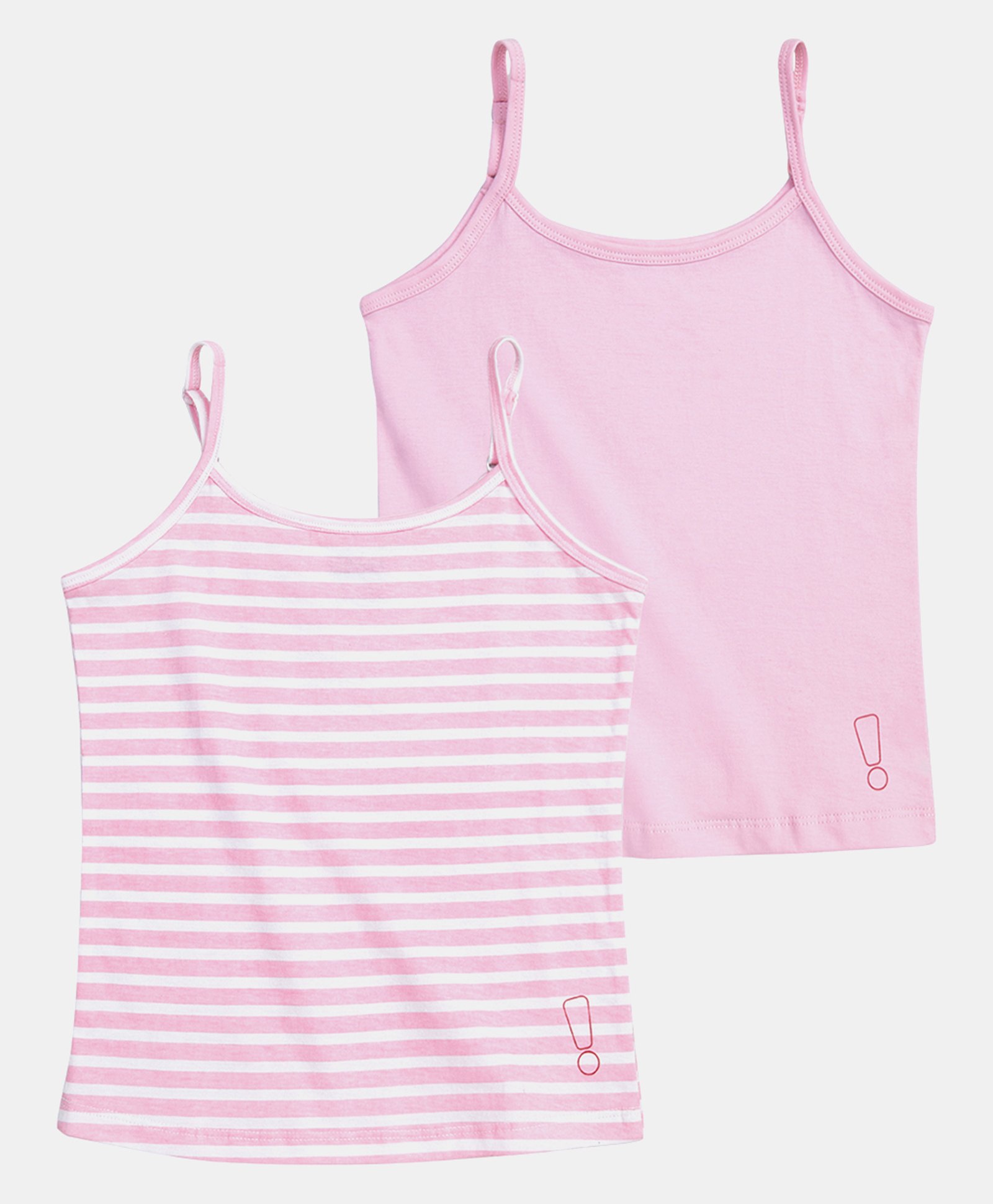 Plan B Cotton Pack Of 2 Sleeveless Striped & Solid Camisoles - Pink & Baby Pink-image-33