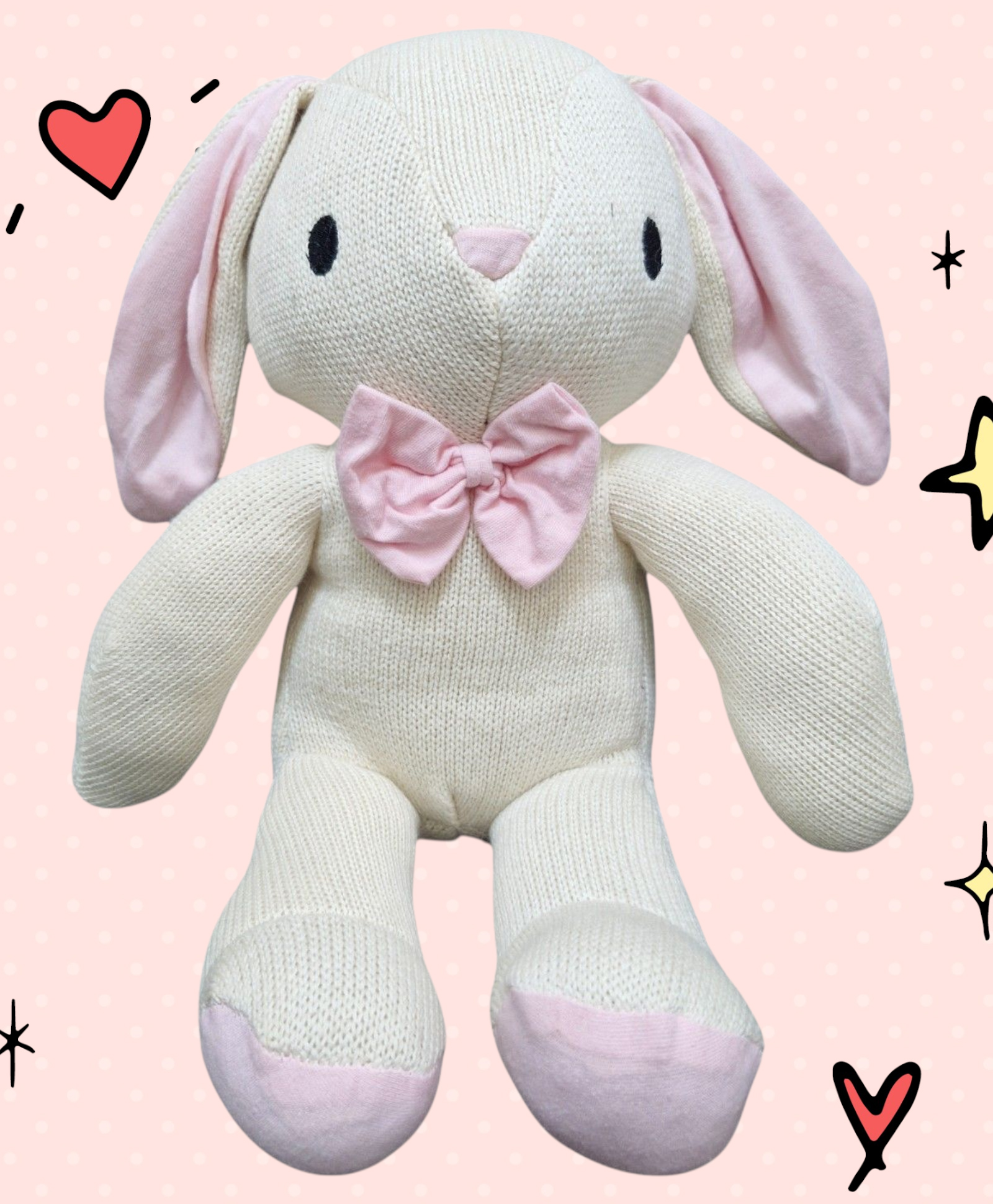 Tukkoo Big Bunny Plush Toy Knitted Cotton - White-image-49