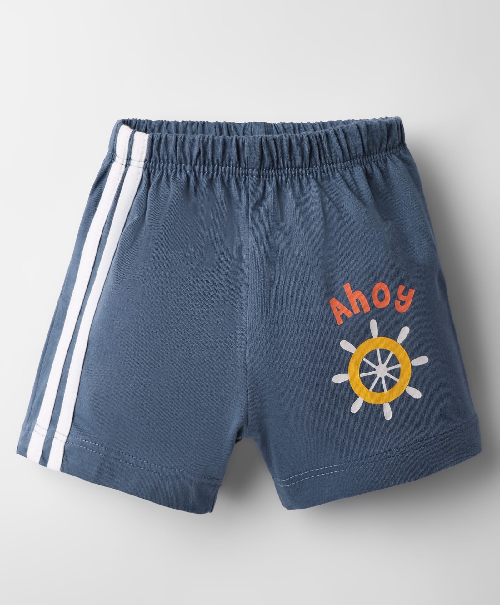 Tango Sinker Knit Knee Length Shorts With Nautical Theme Print-Navy Blue-image-37