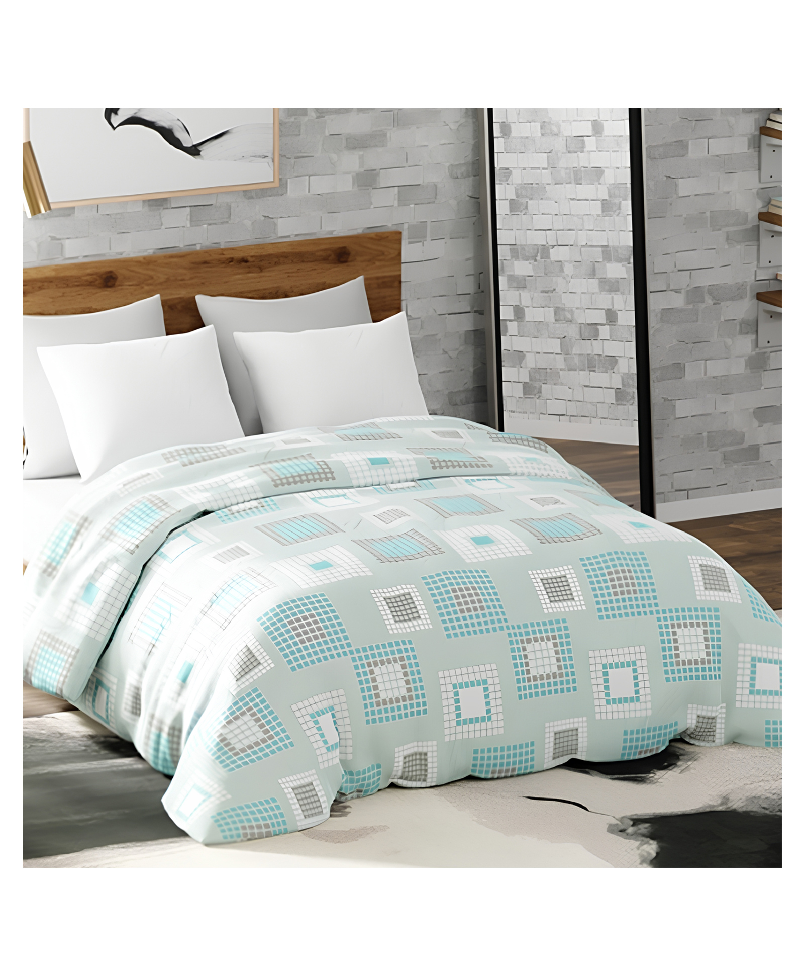 haus & kinder Tartan 450 GSM Printed Reversible Flannel Double AC Room Blanket, Blue-image-3