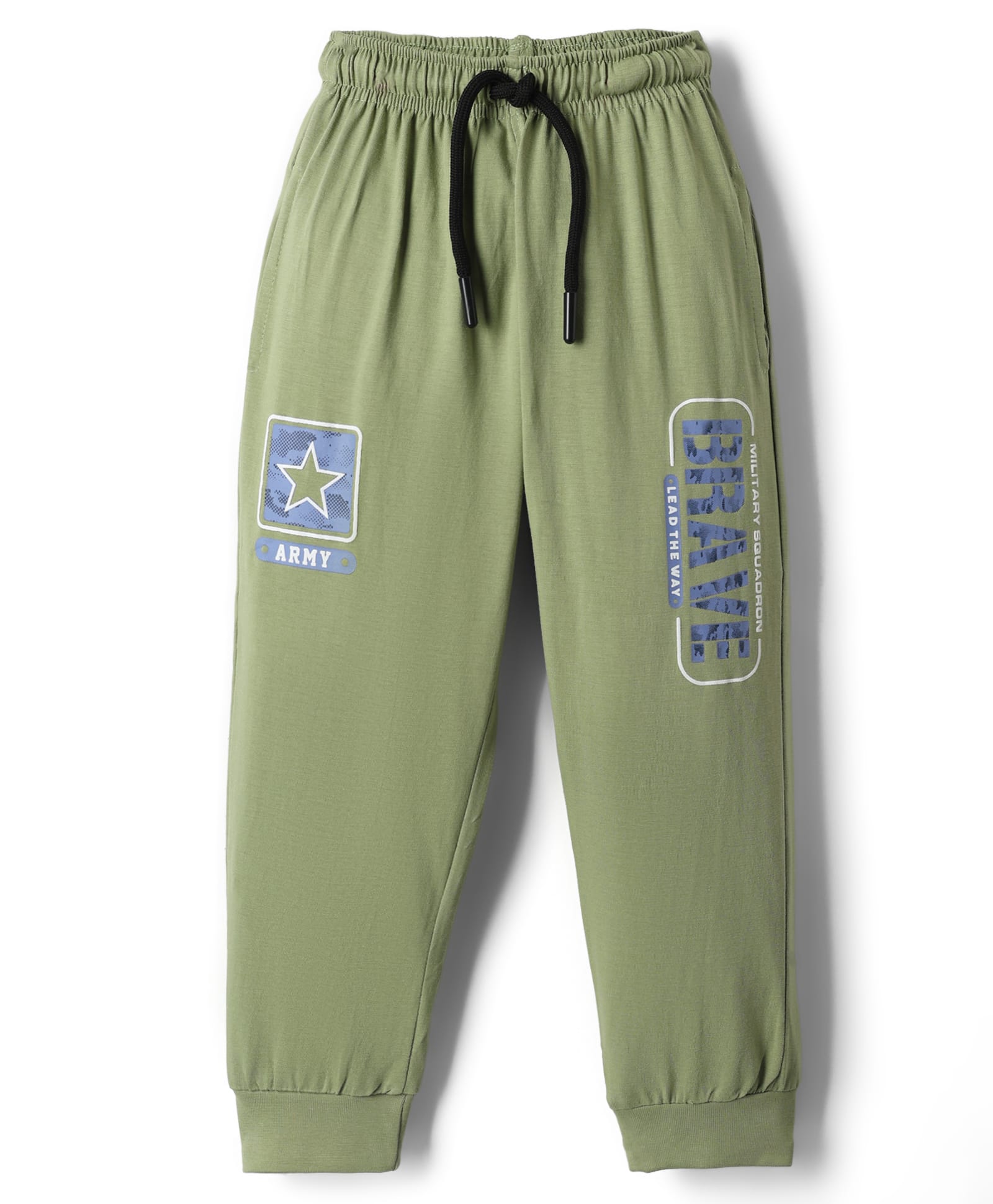 Smarty Boys Sinker Knit Full Length Lounge Pant with Army Print - Olive Green-picture-26