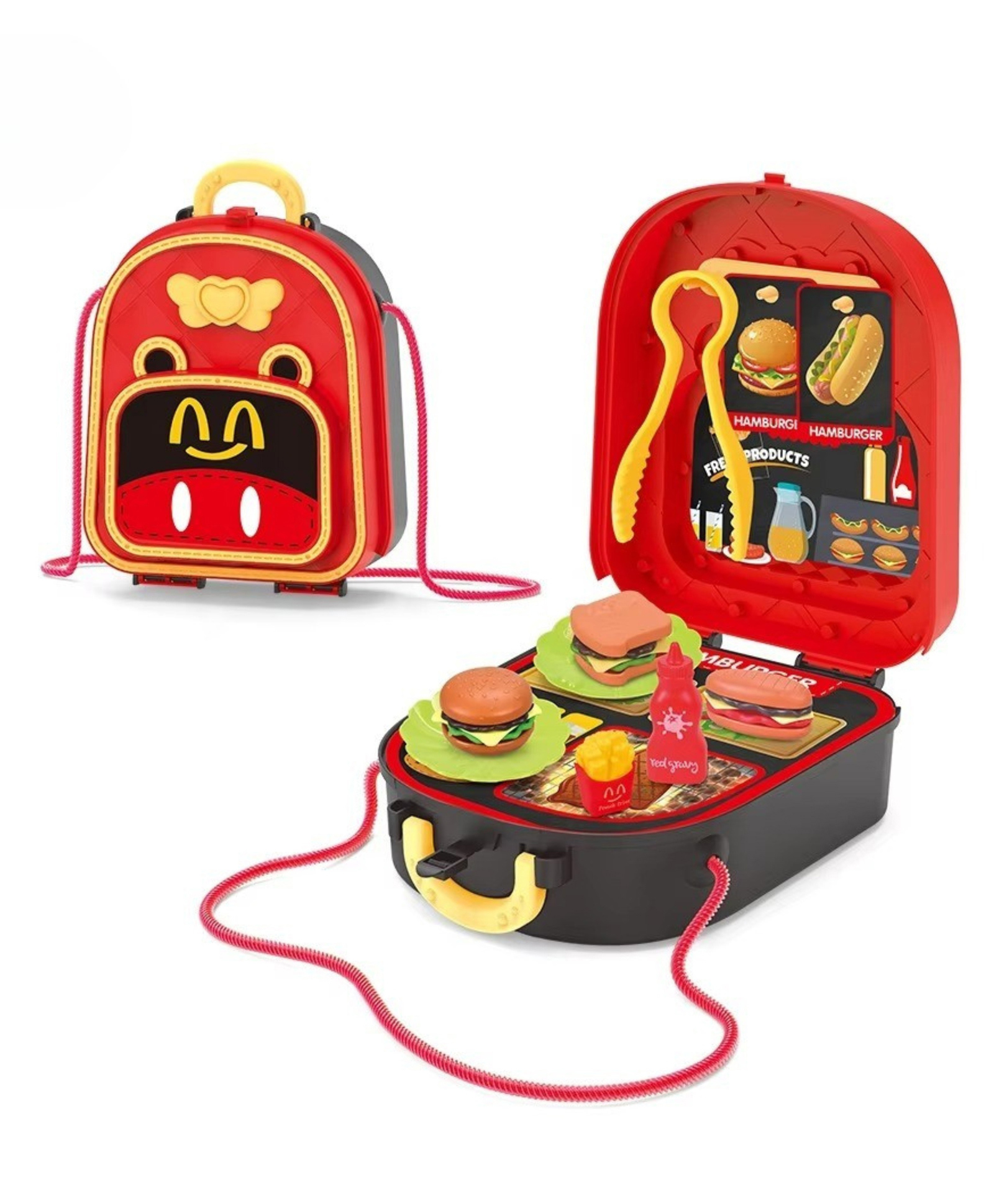 YAMAMA Delicious Burger Shoulder Bag Role And Pretend Play Toys For Kids With Fast Food Accessories Set Toys for Boys And Girls Fun Entertainment Role Plays Kids Toys Perfect Gift For Kids 15 Pieces - Height 7.8 Inches-image-33