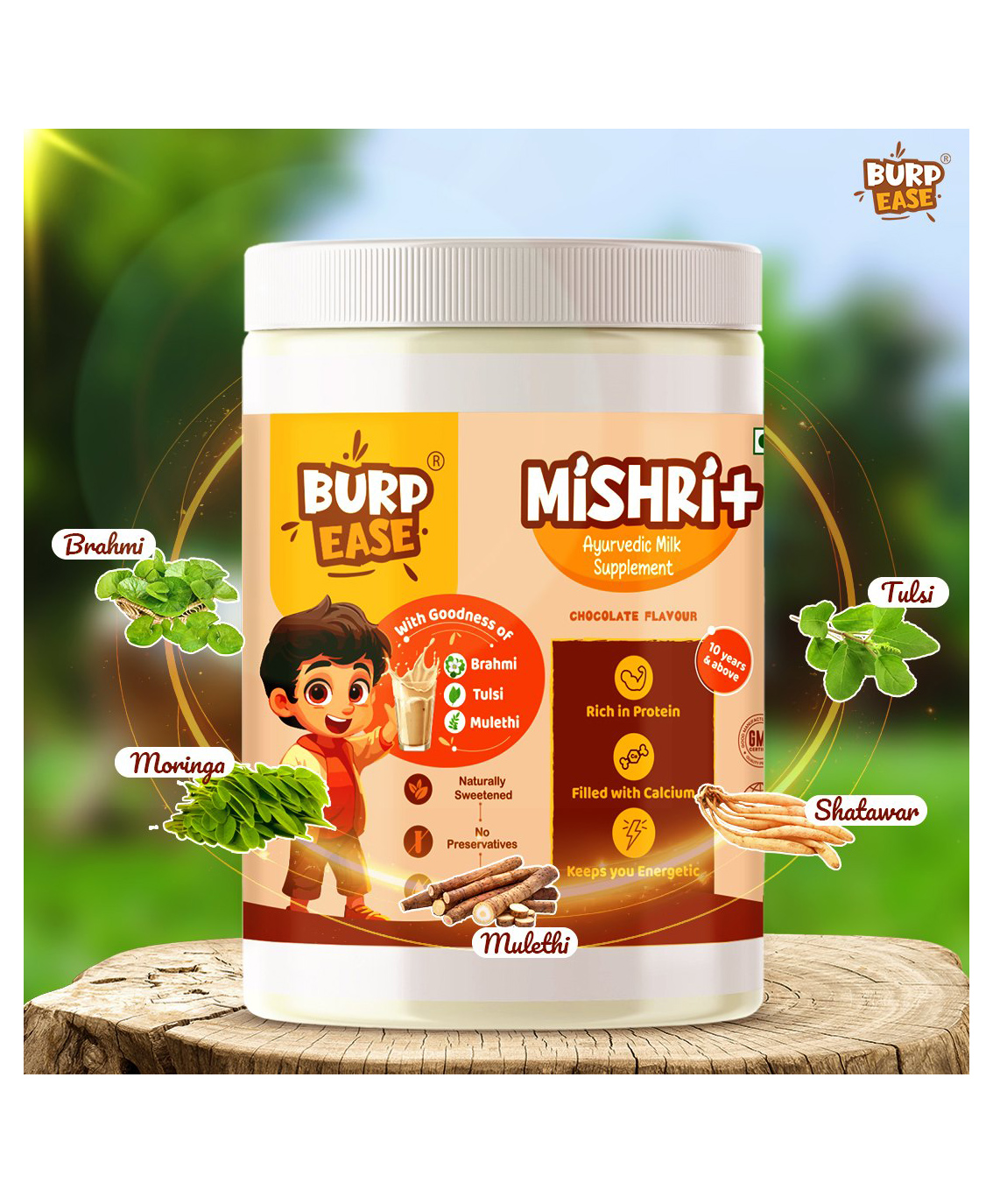 Burpease Mishri+ Milk Mix Sharper Brain & Stronger Bones Chocolate Flavor - 400 g-image-44