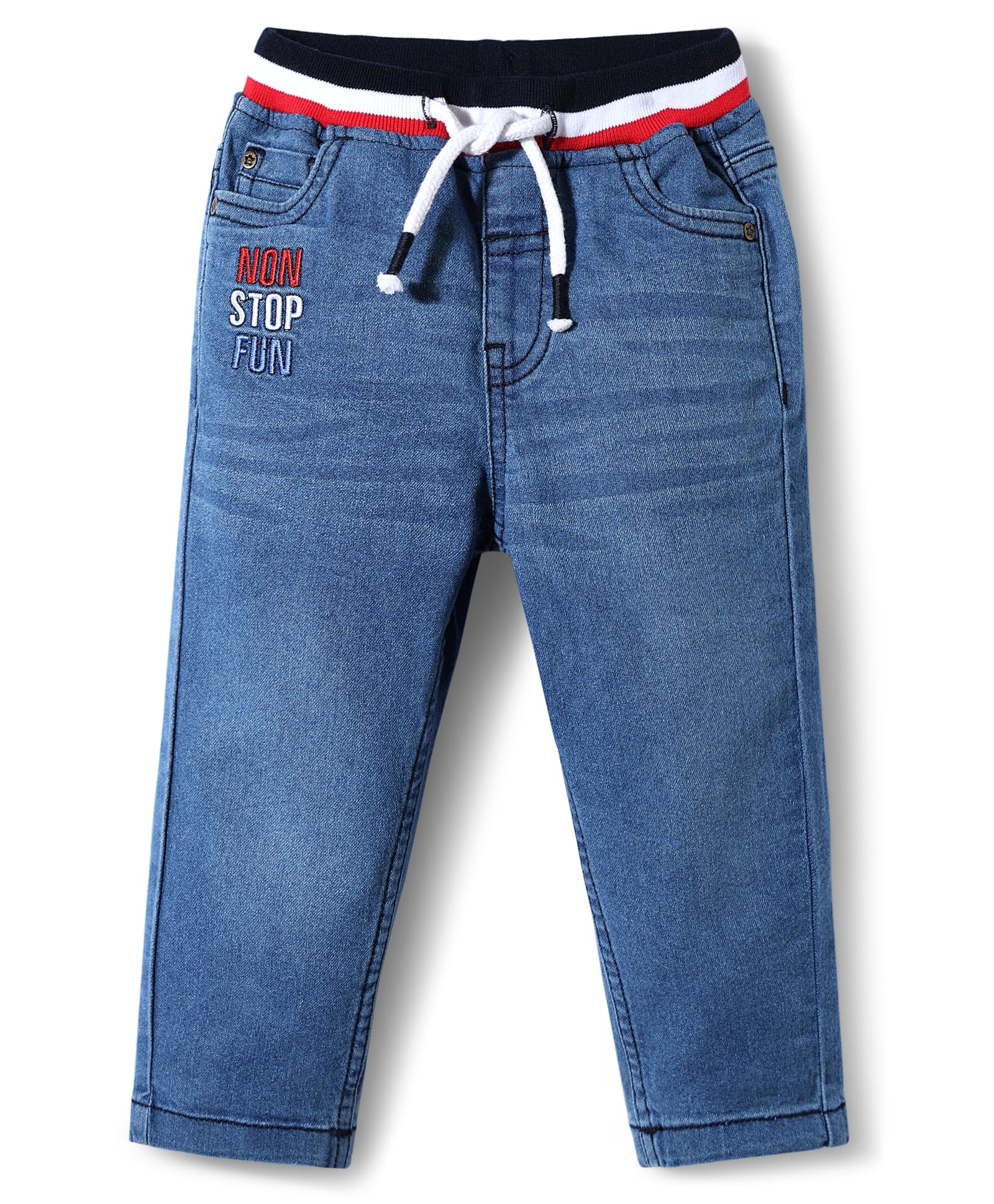 Babyhug Denim Full Length Washed Jeans With Stretch -Blue-picture-23
