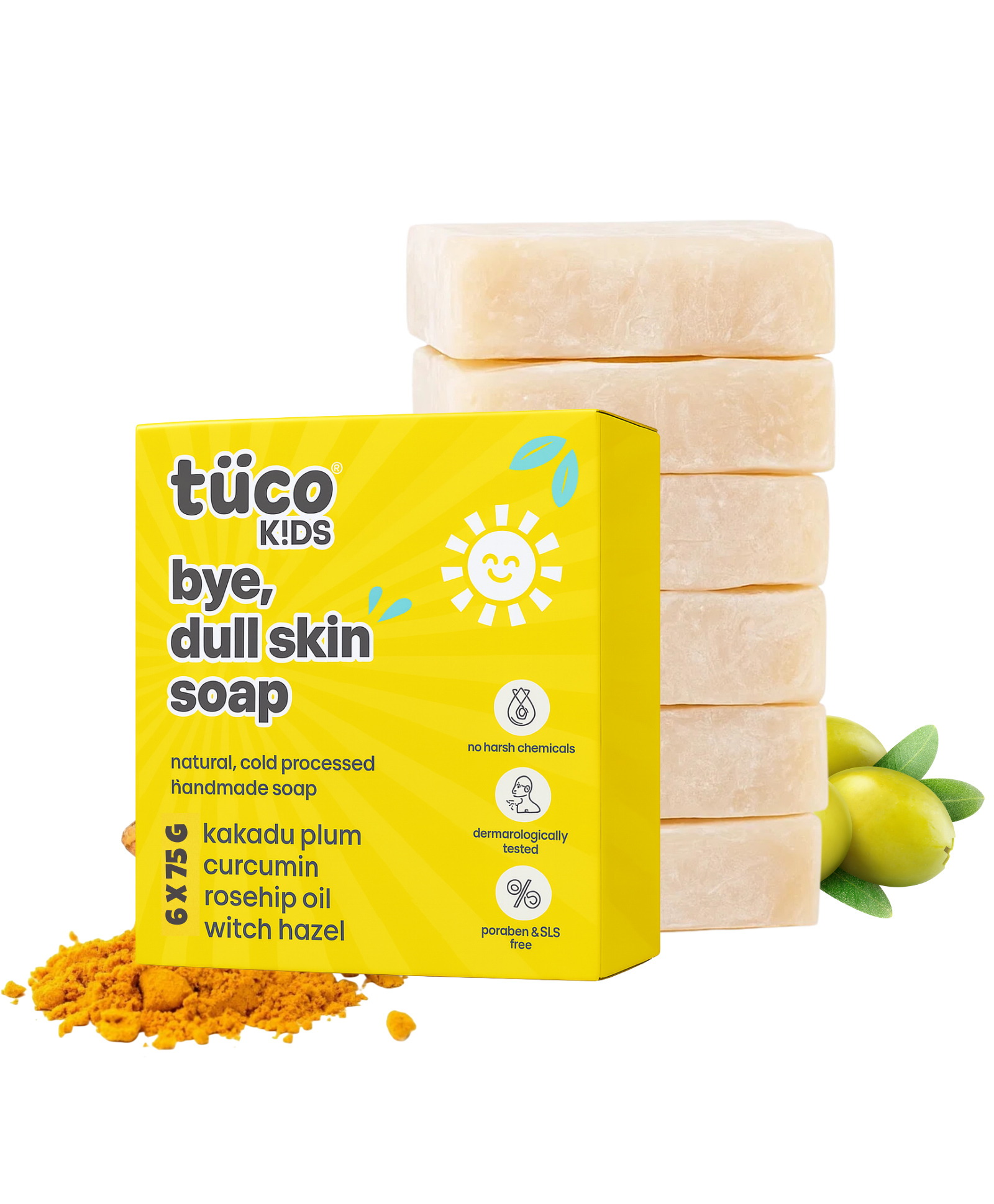 Tuco Kids Bye, Dull Skin Soap | Turmeric & Kakadu Plum for Dull & Sensitive Skin | Paraben & Sulphate Free | 6 x 75gm-image-16