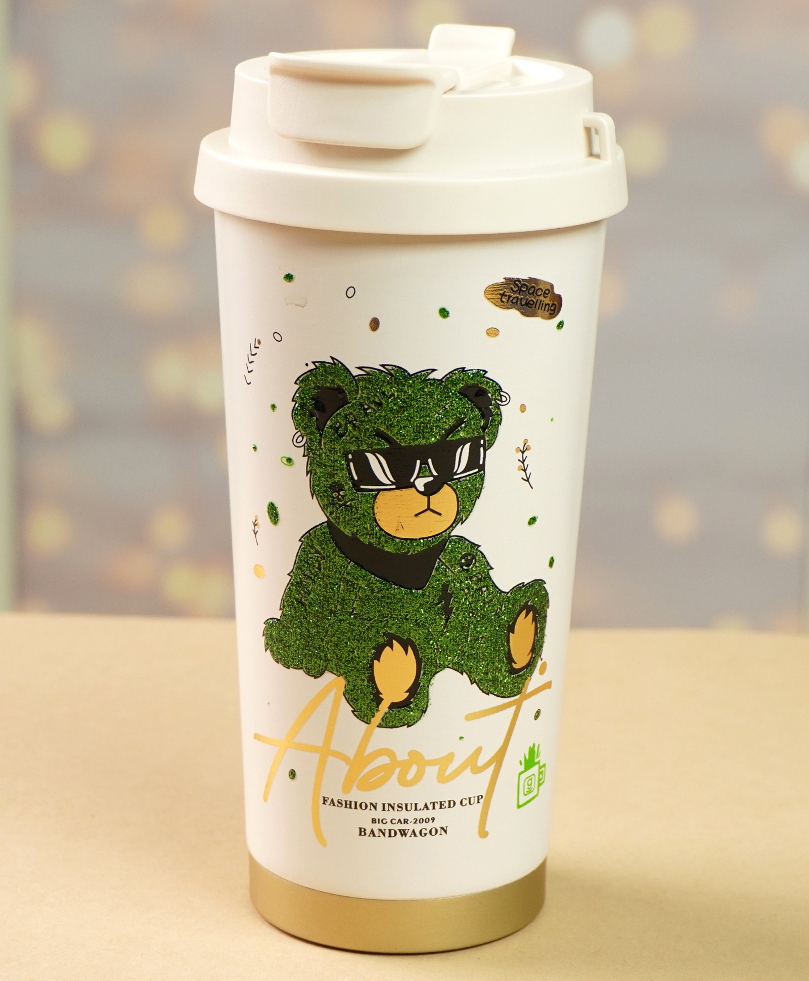 Little Surprise Box Ted Print Stainless Steel Insulated Detox Bottle with Infuser attachment Green - 550ml-picture-20