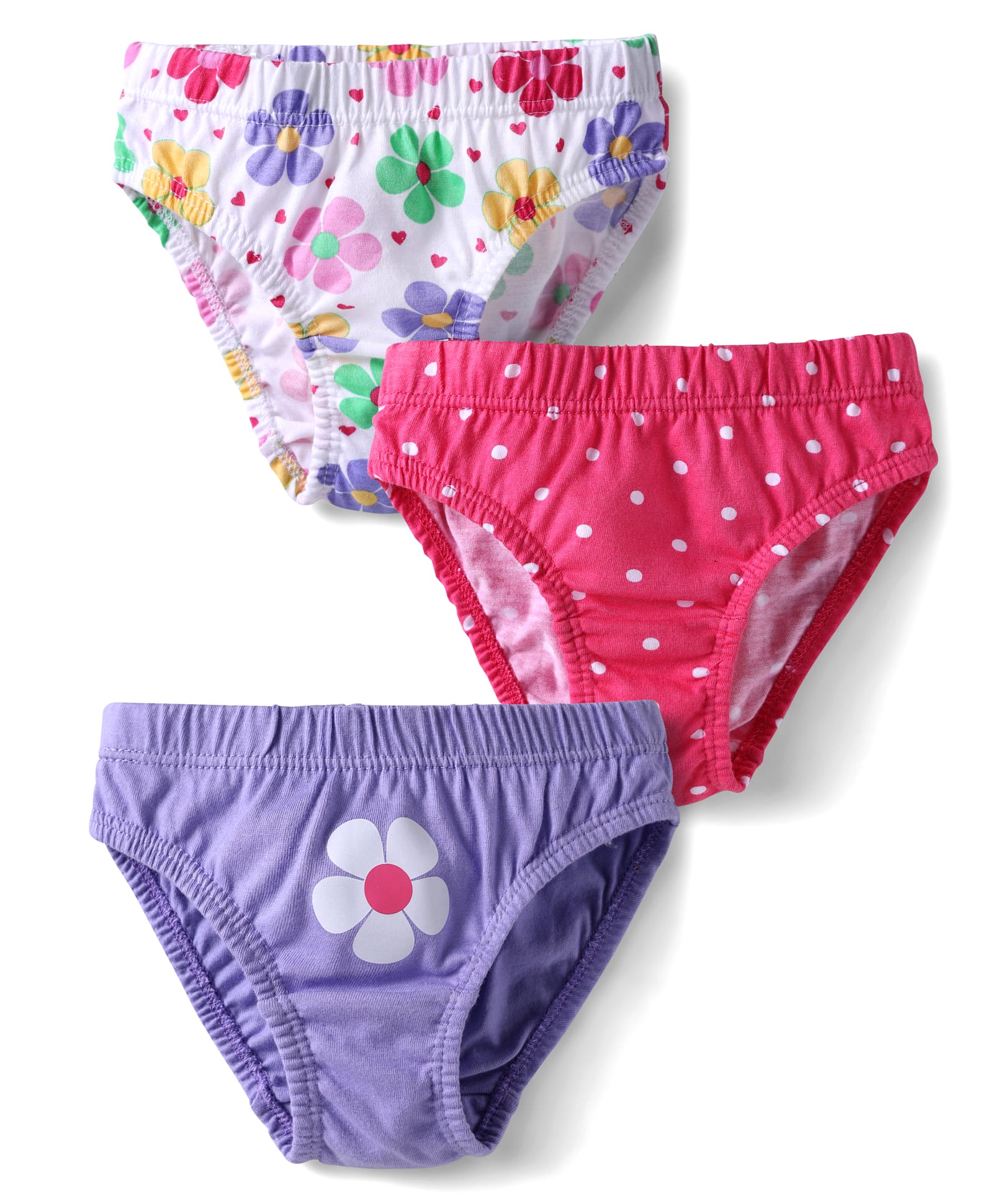 Babyhug 100% Cotton Single Jersey Knit Panties With Floral Print & Polka Dots Pack Of 3 - Pink White & Purple-image-38