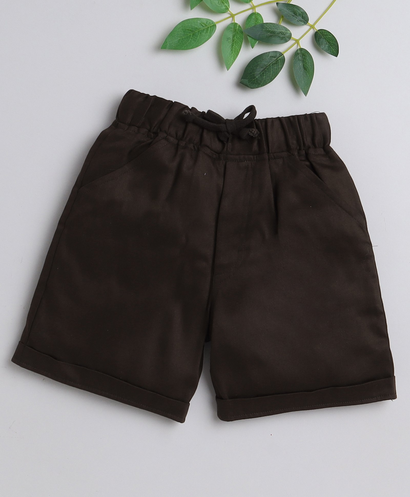 BAATCHEET Cotton Solid Shorts - Brown-picture-23