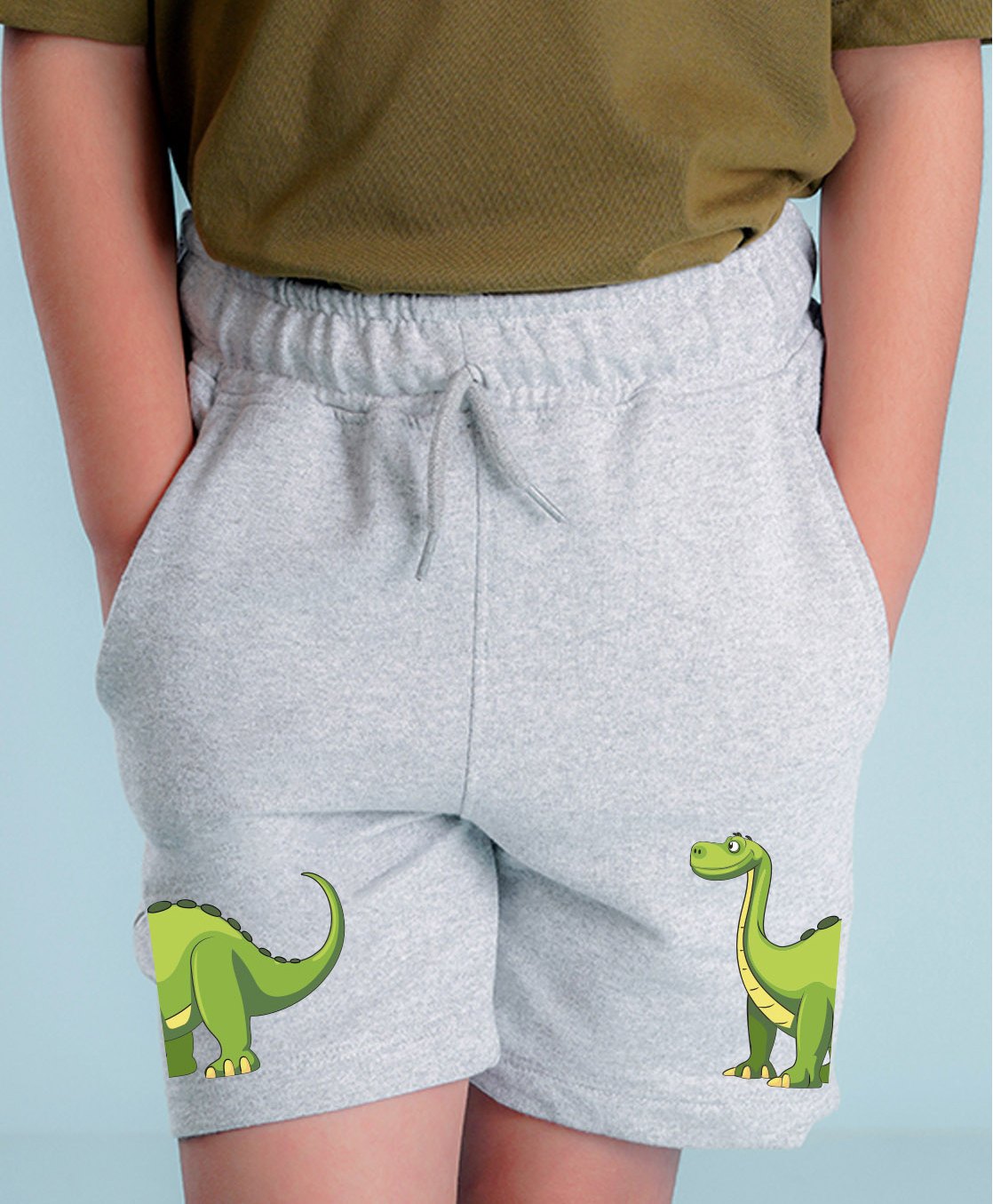 NUSYL Cotton Blend Dinosaur Printed Shorts - Grey-picture-24