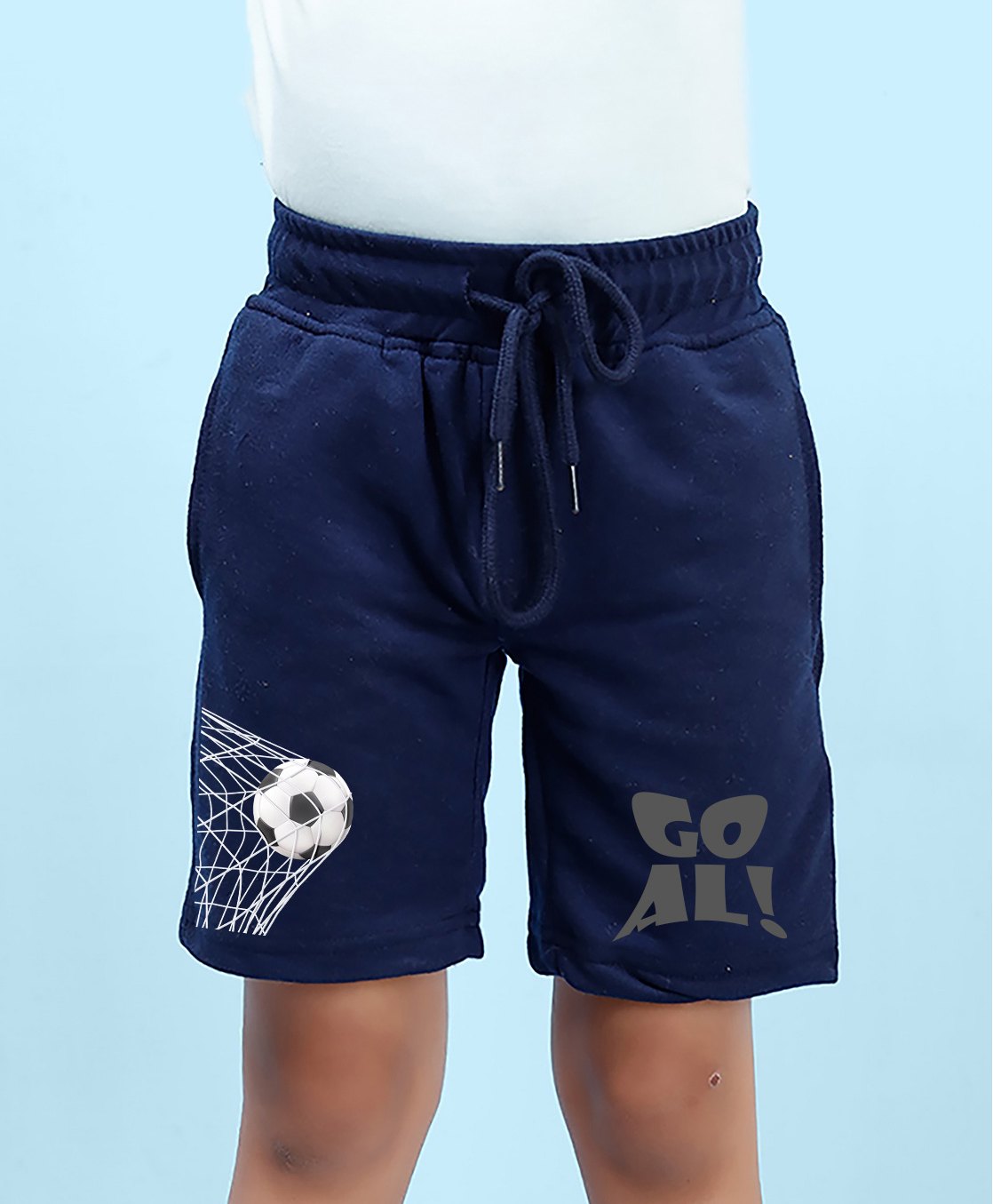NUSYL Cotton Blend Goal Text Printed Shorts - Navy Blue-image-10