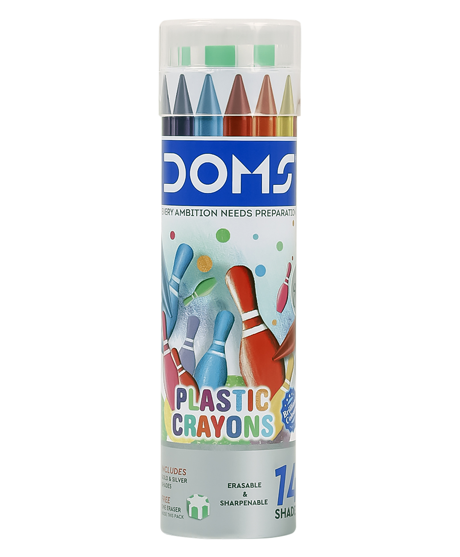 Doms Plastic Crayons 14 Shades with Eraser - Pack of 14-picture-34