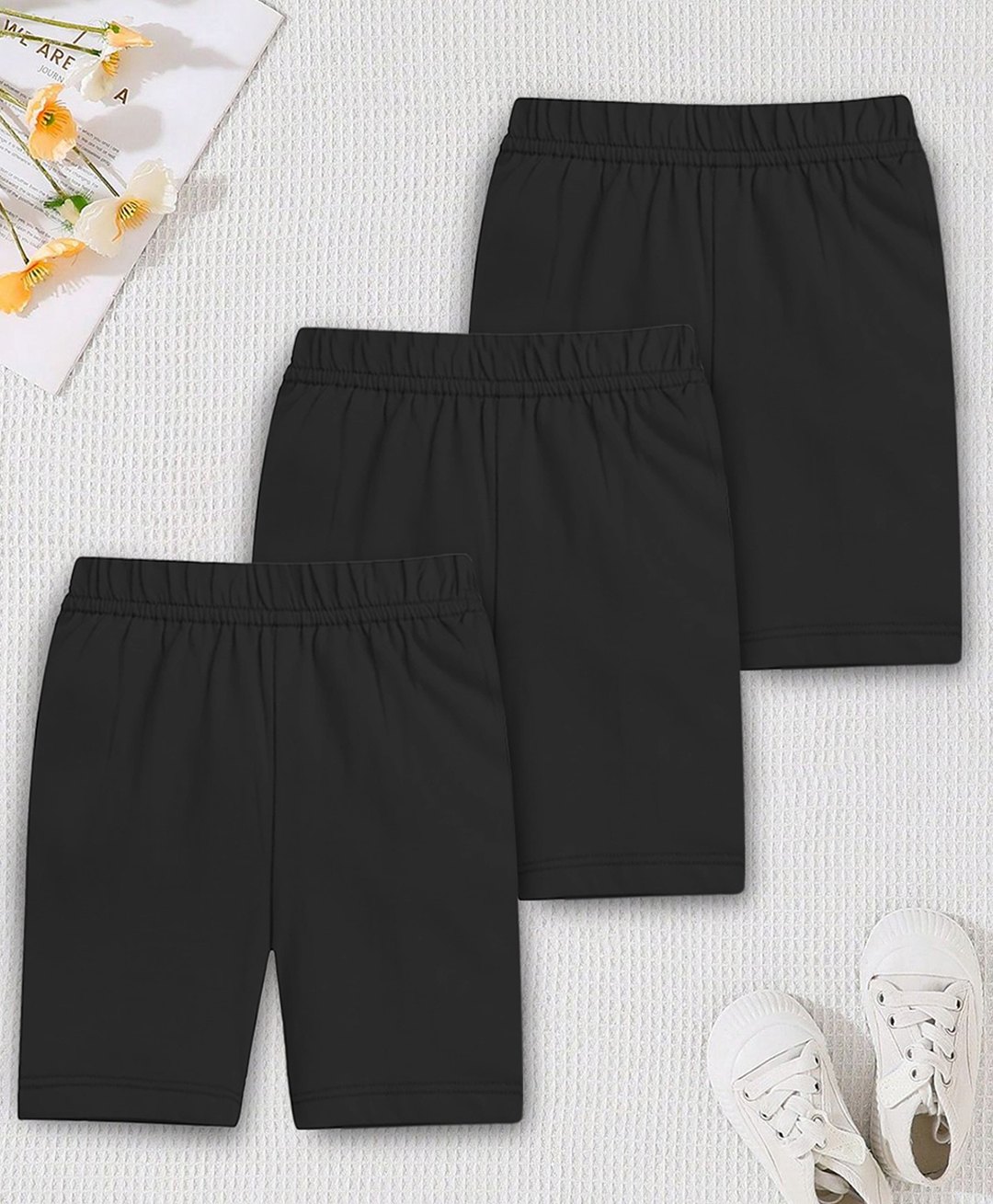 Trampoline Cotton Lycra Pack Of 3 Solid Cycling Shorts - Black-image-28