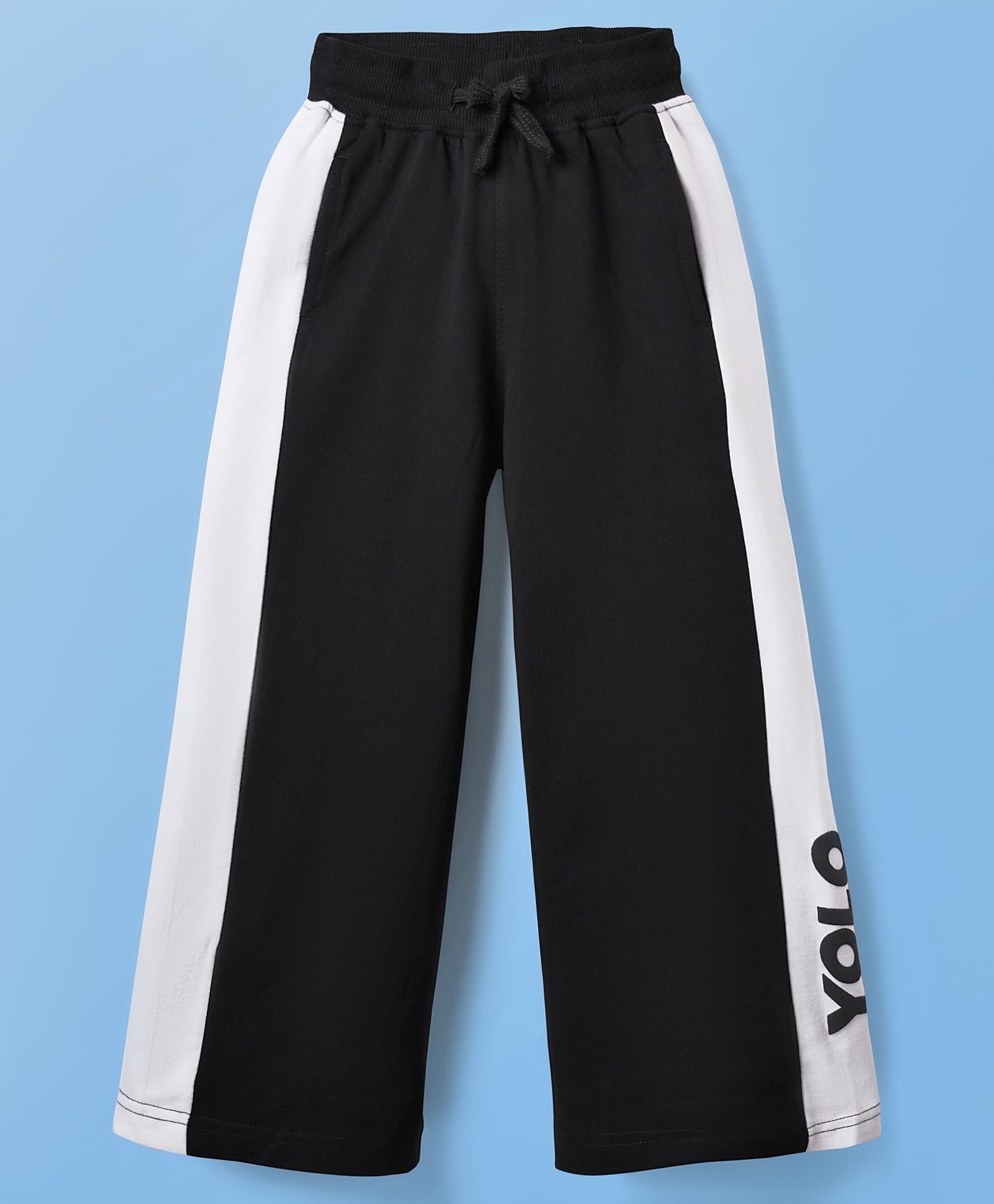 Pine Kids Cotton Knit Full Length Track Pant with YOLO Print - Black-picture-21