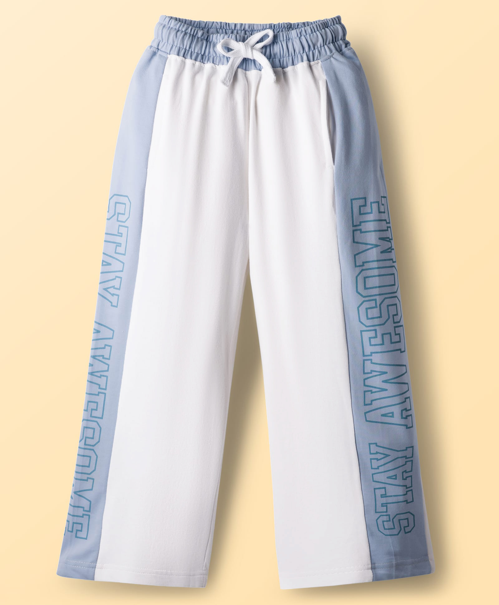 Pine Kids Cotton Knit Full Length Track Pant with Text Print - White-picture-25