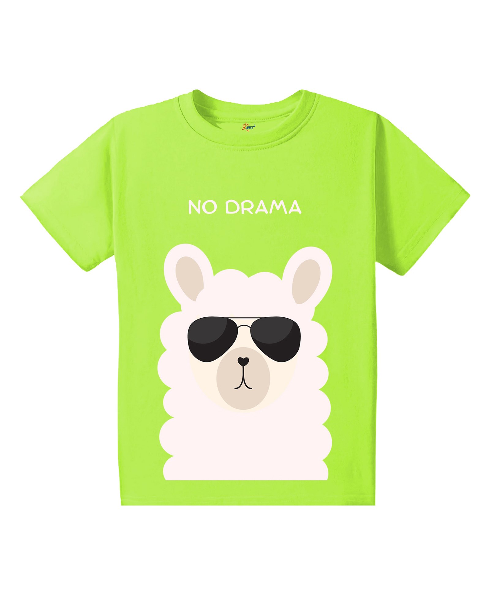 KAVEE Pure Cotton Half Sleeves No Drama Text Printed Tee - Neon Green-picture-38