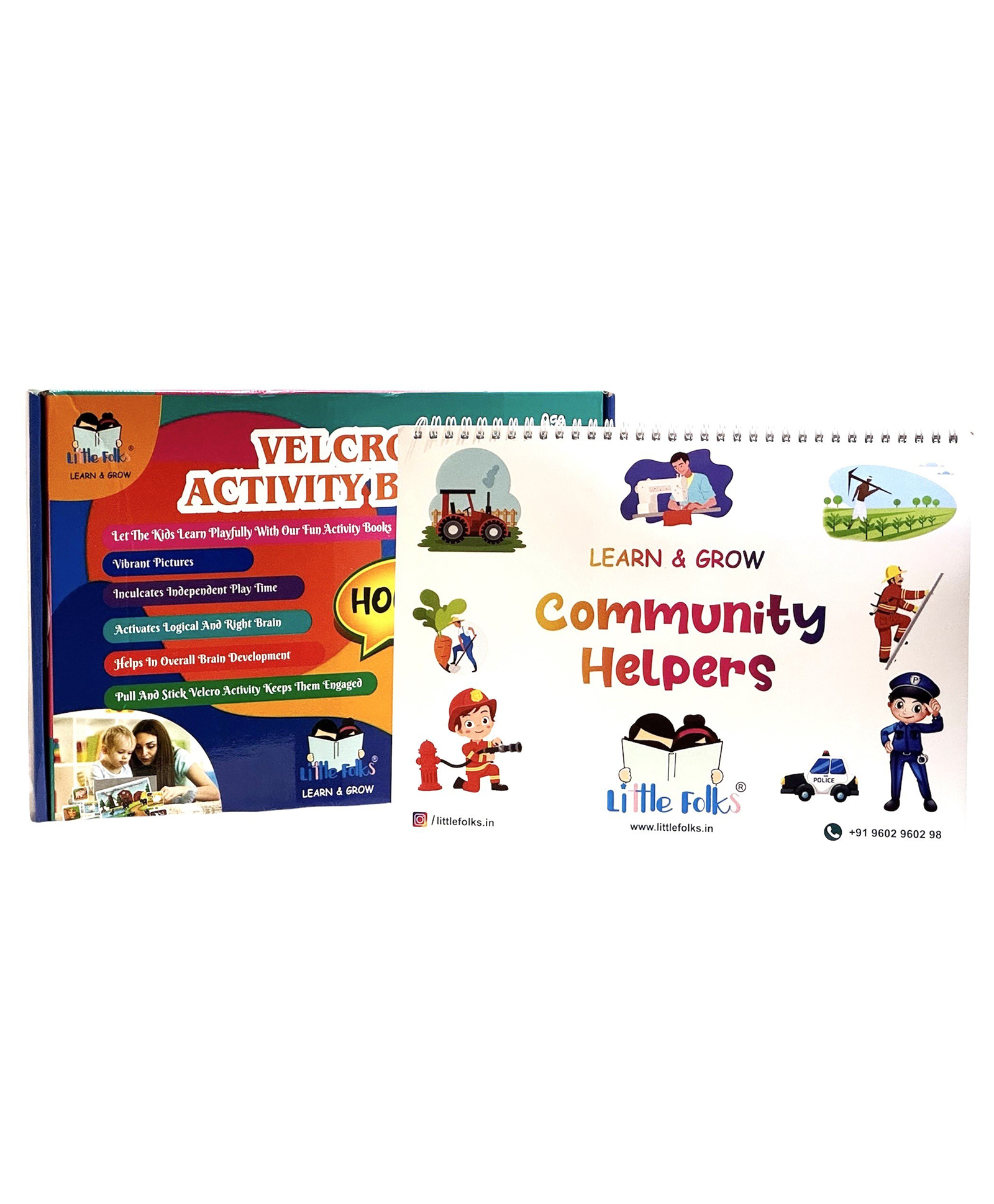 Community Helpers Book,Pull N Stick Velcro Activity Book,10 pages-80+reusable cutouts,English,Montessori activity Book,Play and learn | Gifts for boys/girls Age 1-5 years - English-image-33