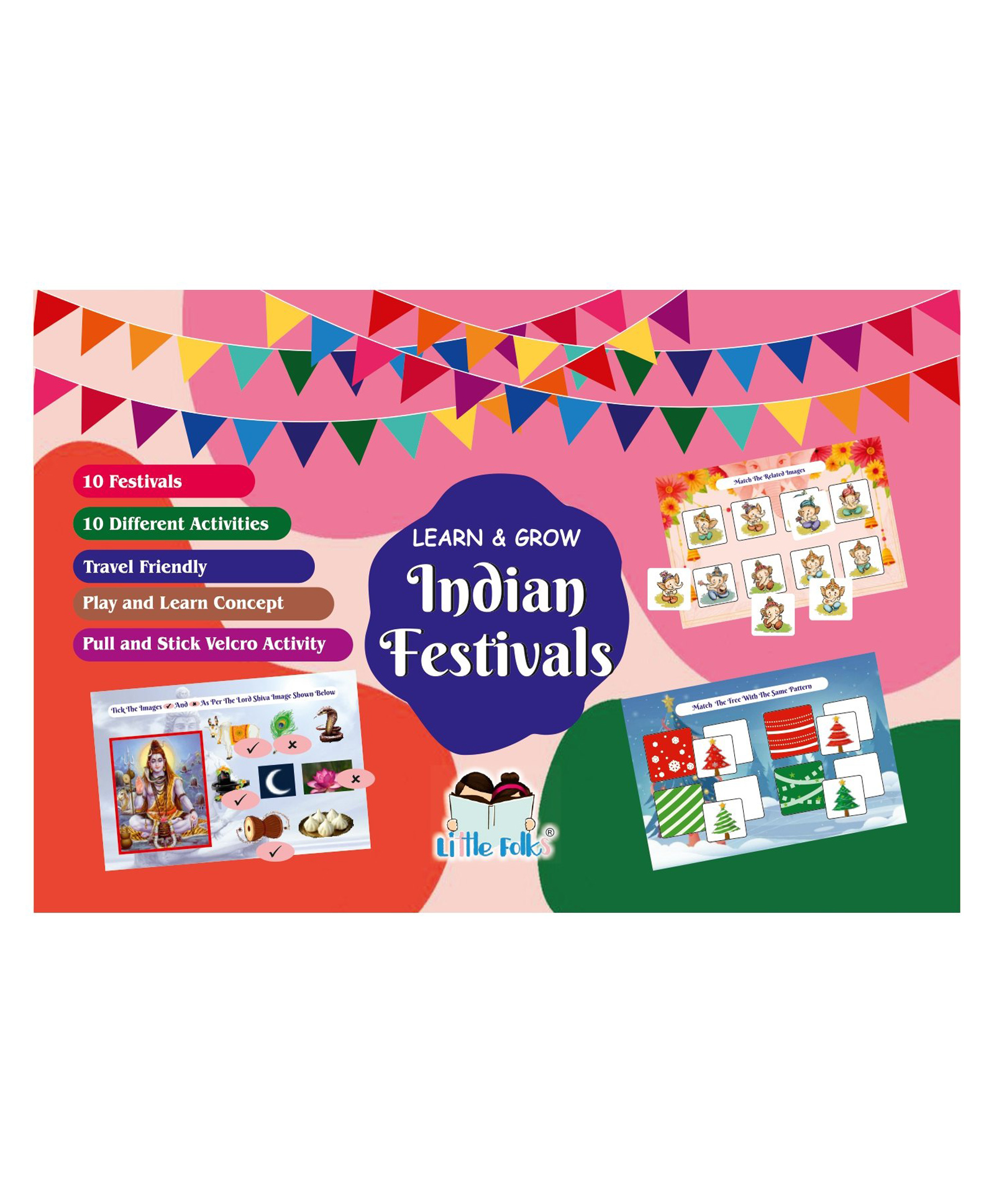 Festivals Book,Pull N Stick Velcro Activity book,English,10 pages -80+ reusable stickers, Montessori Book/Toy|Play N Learn festivals|Fun activitiesEducational Book|Age 1-5 years|Gifts - English-image-23