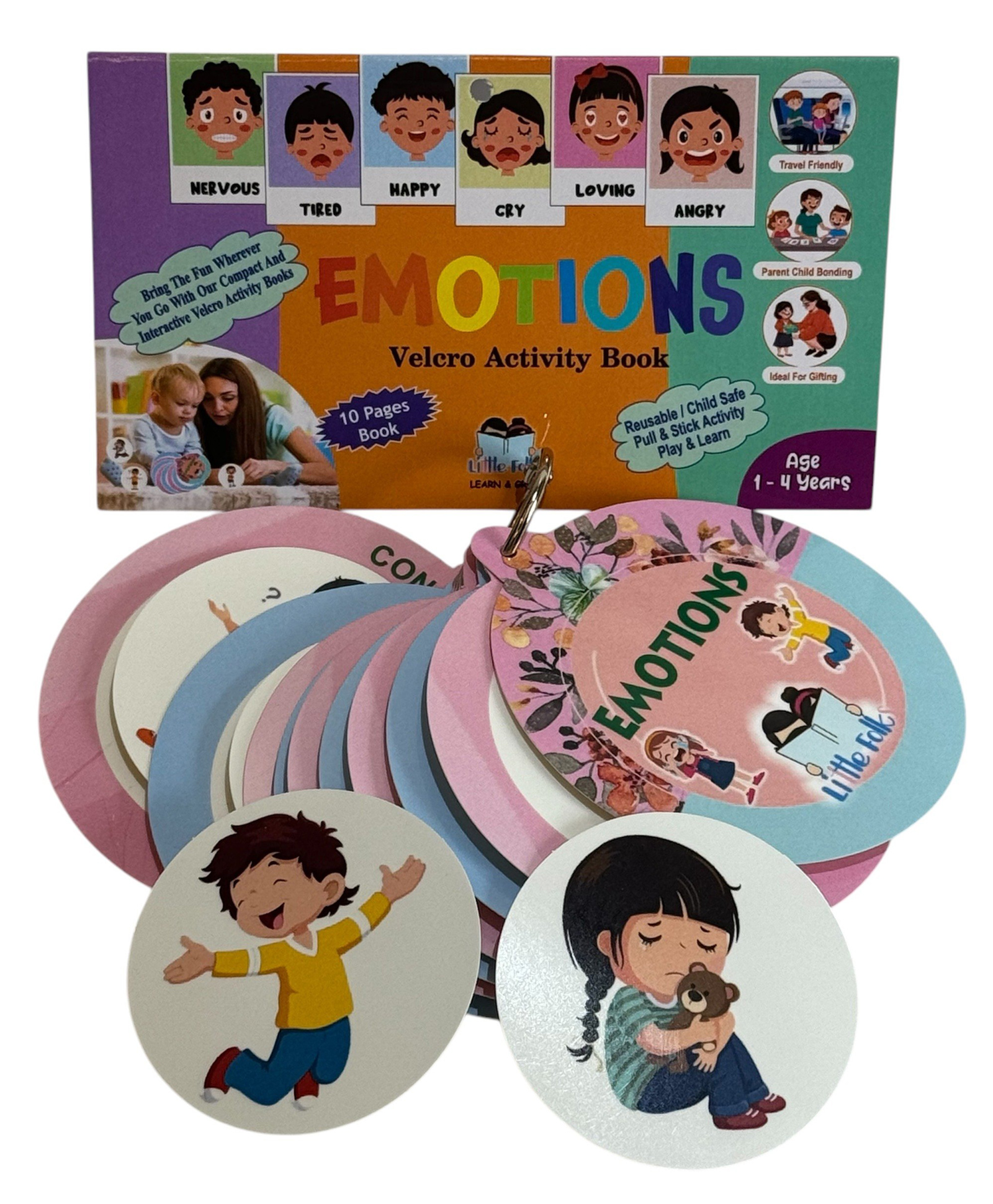LITTLEFOLKS Emotions Flash Cards-Velcro Activity Book|Toddlers Busy Binder,Kids - with Coping Skills - Speech Therapy & ABA Therapy Materials|Birthday Gifts for Kids Age 1-5 |-picture-24