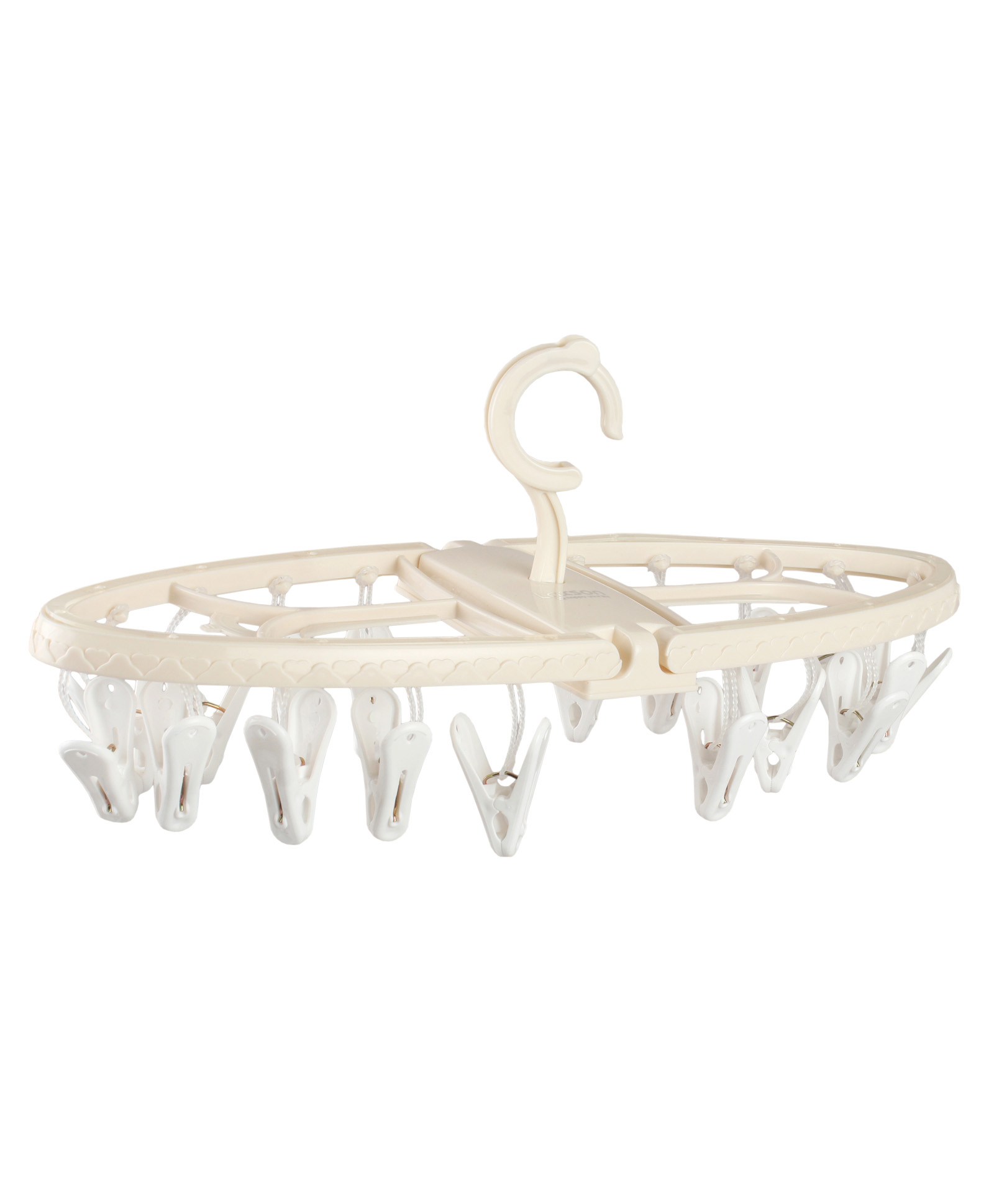 Circular Shaped Hanger With Clips White & Beige - 18 Clips| Sturdy & Durable| Balanced Weight| Lightweight & Portable-image-30