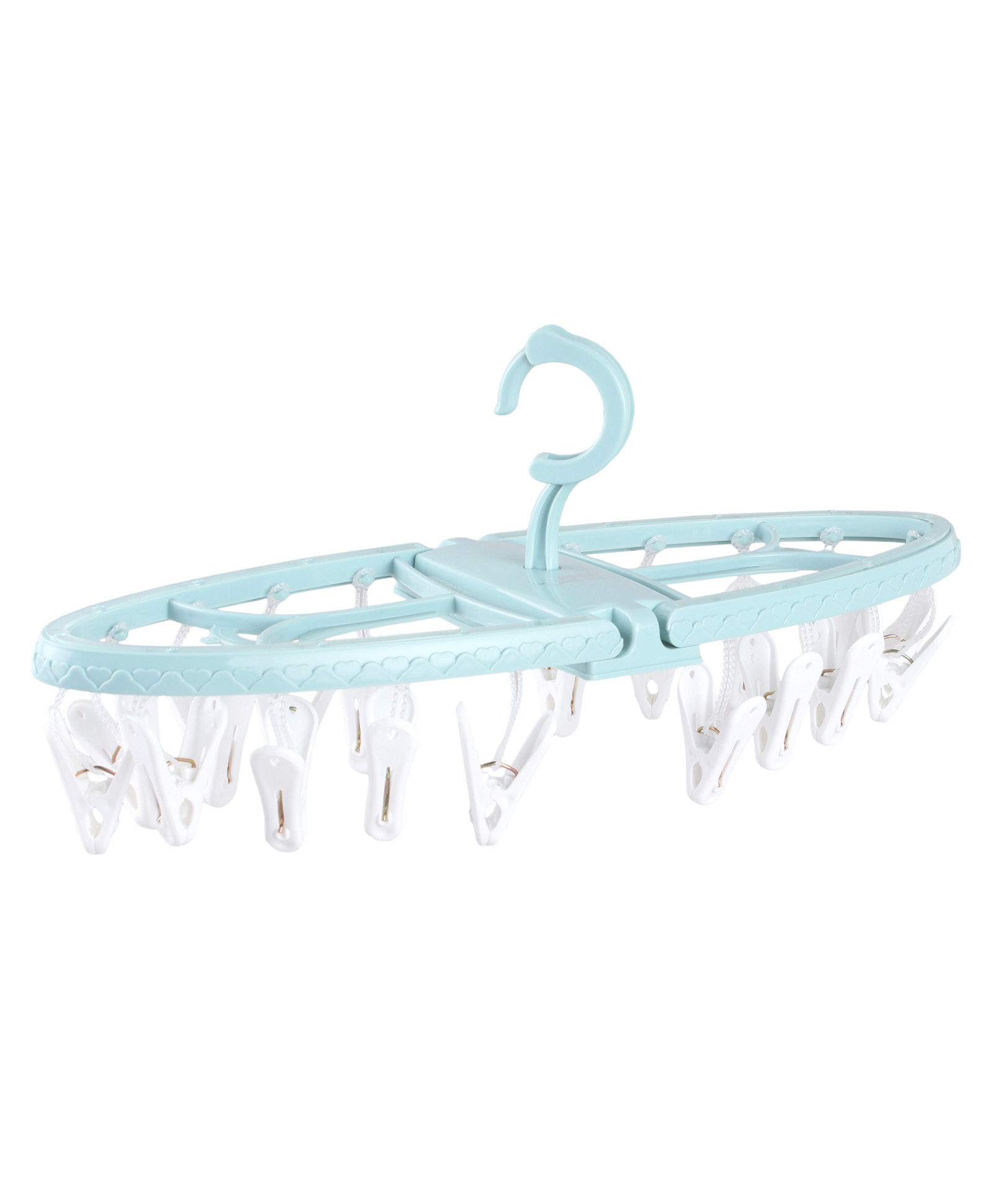 Circular Shaped Hanger With Clips White & Light Blue - 18 Clips| Sturdy & Durable| Balanced Weight| Lightweight & Portable-image-46