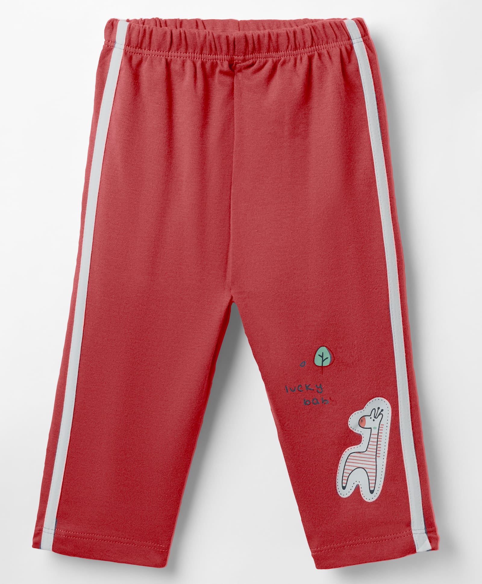 Tango Interlock Knit Full Length Leggings With Animal Print & Tape Detailing - Red-picture-26