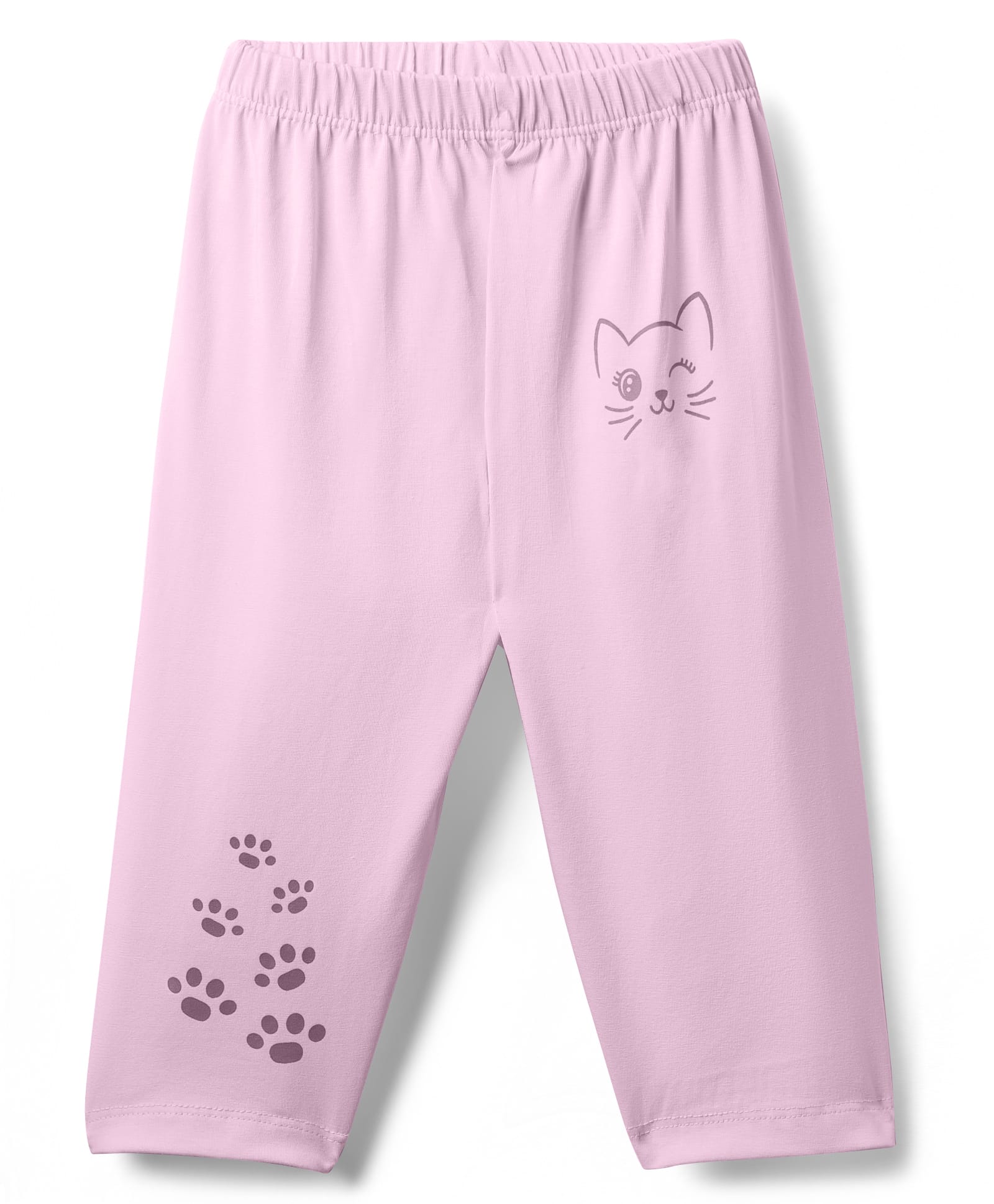 Tango Single Jersey Knit Full Length Leggings With Cat Print - Pink-image-11