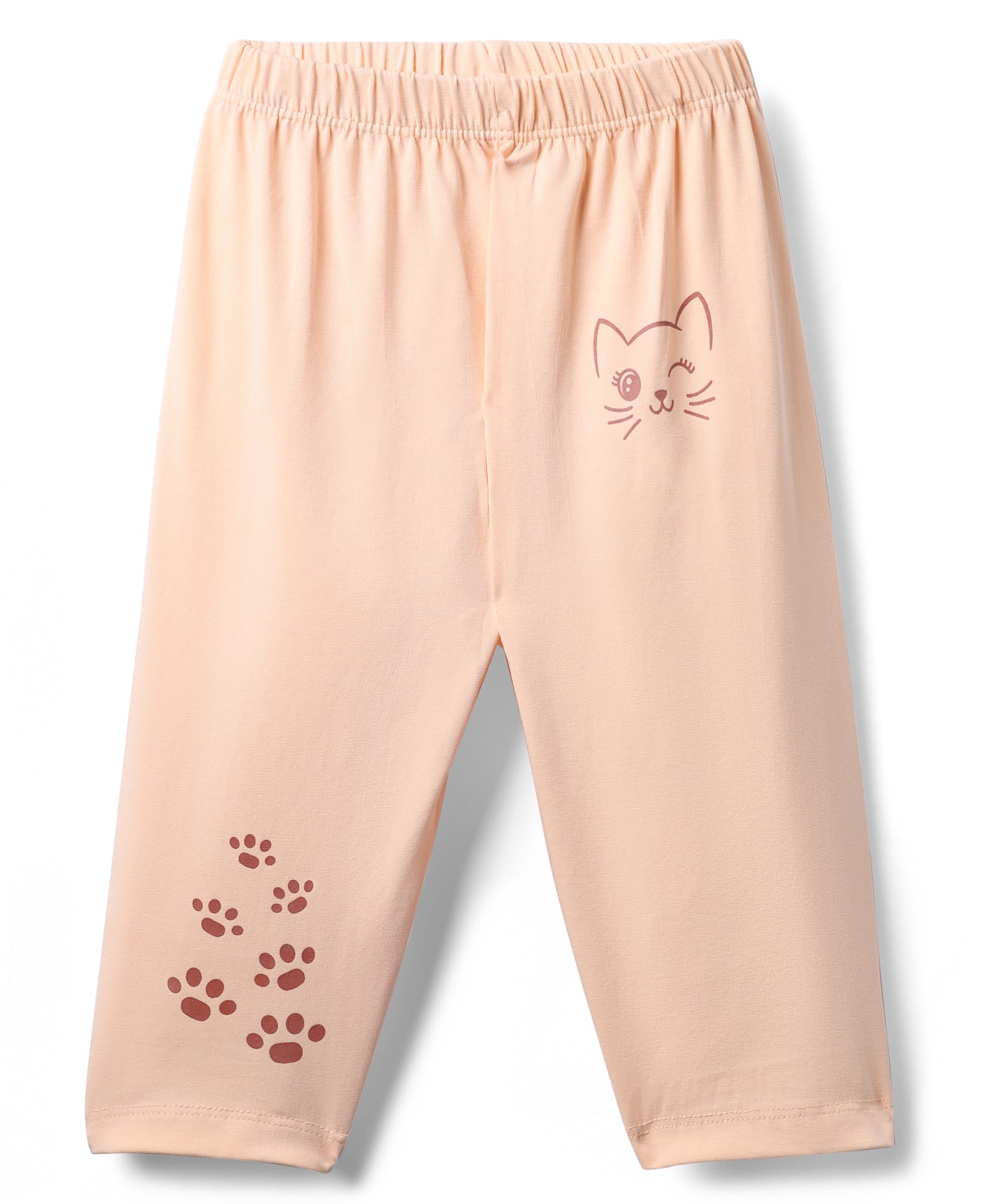 Tango Single Jersey Knit Full Length Leggings With Cat Print - Peach-image-43